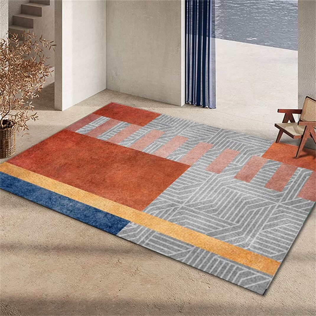 Tapis enfant route rectangulaire moderne 100x200cm orange de salon lavable