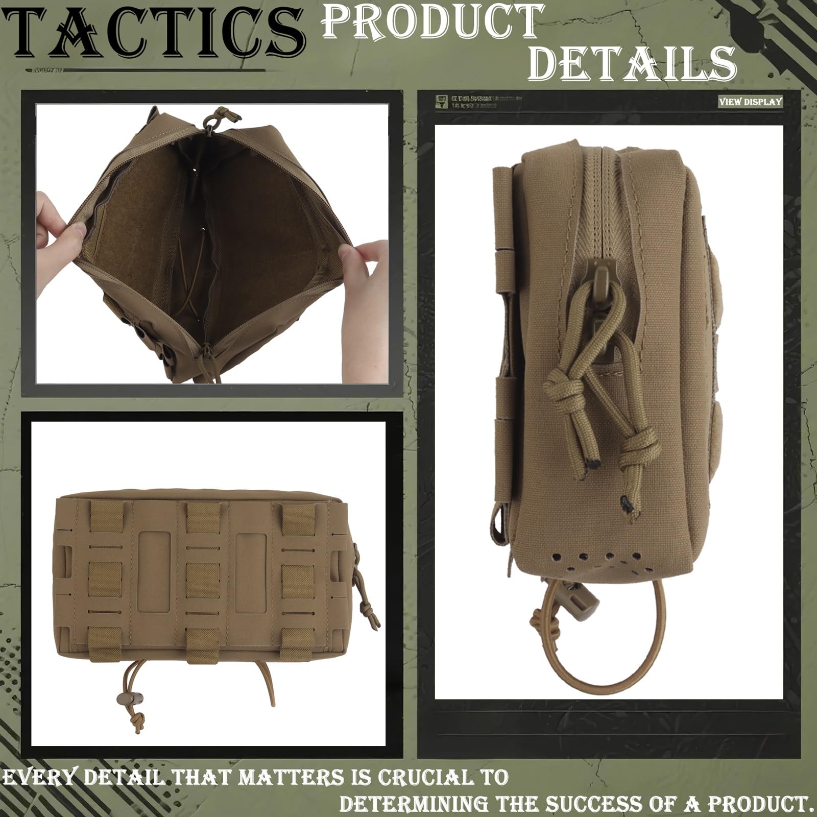 Marsupio Tattico Molle Admin per Gilet, Marsupio, Marsupio Multiuso, Borsa Tattica EDC(Brown)