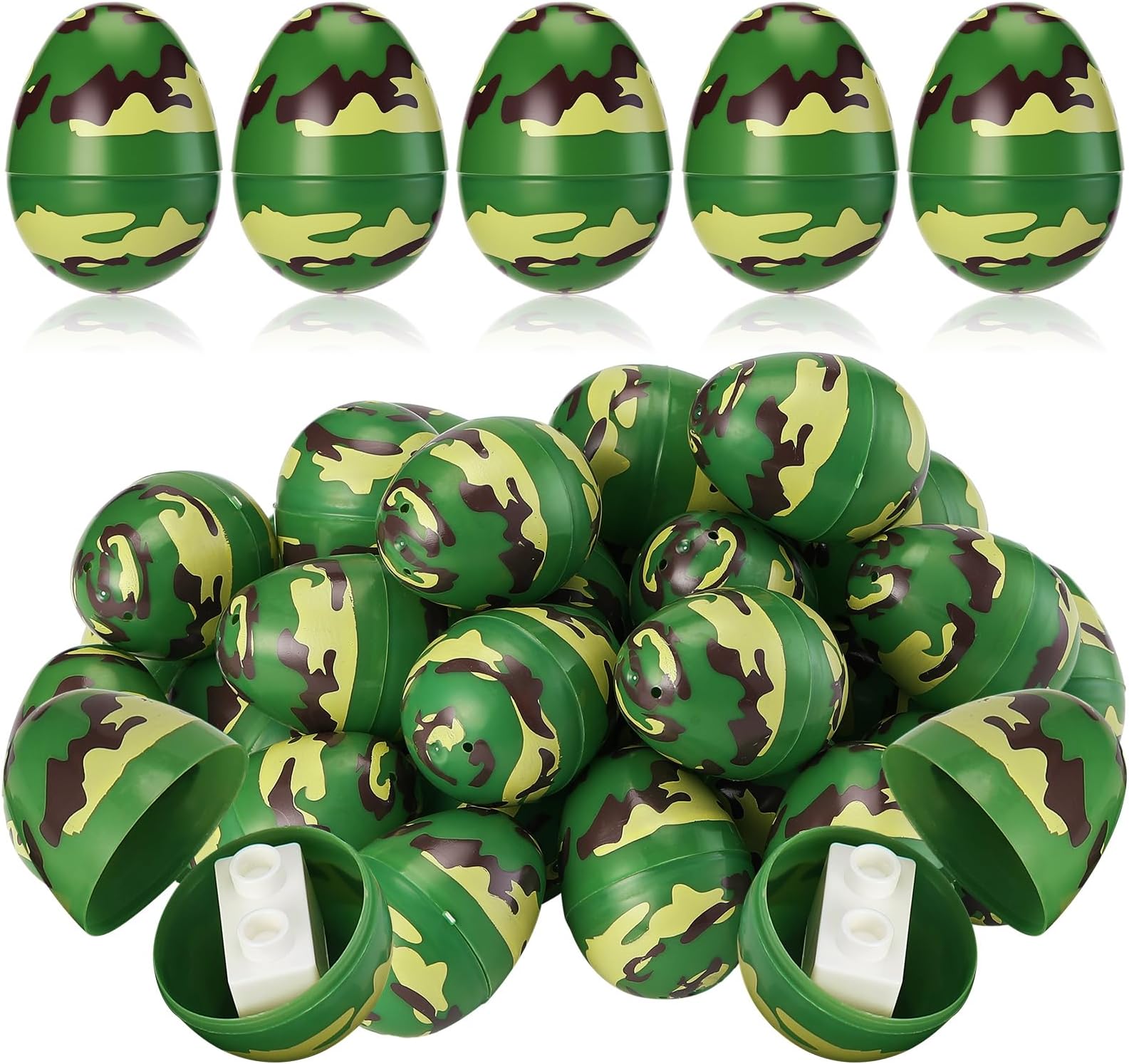 48 Pcs Camouflage Easter Egg 2.36 Inch Fillable Camo Green Easter Eggs Bulk Plastic Faux DIY Crafts Basket Suffer Supplies for Hunt Prizes Gifts Party Decoration