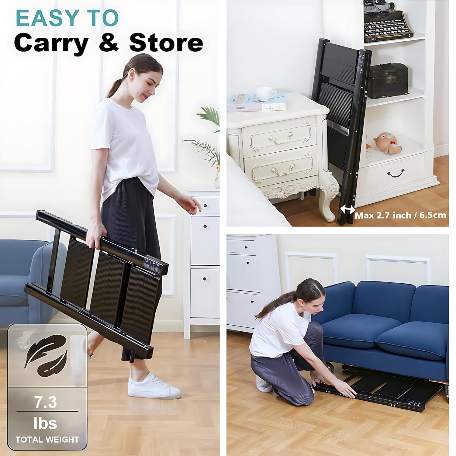 GNOLY Folding Step Stool for Adults | Step Ladder Folding Multipurpose Household Garden Building Work | Space Saving Multipurpose Three Step Stool with 150 Kg Capacity (1Pcs) 3