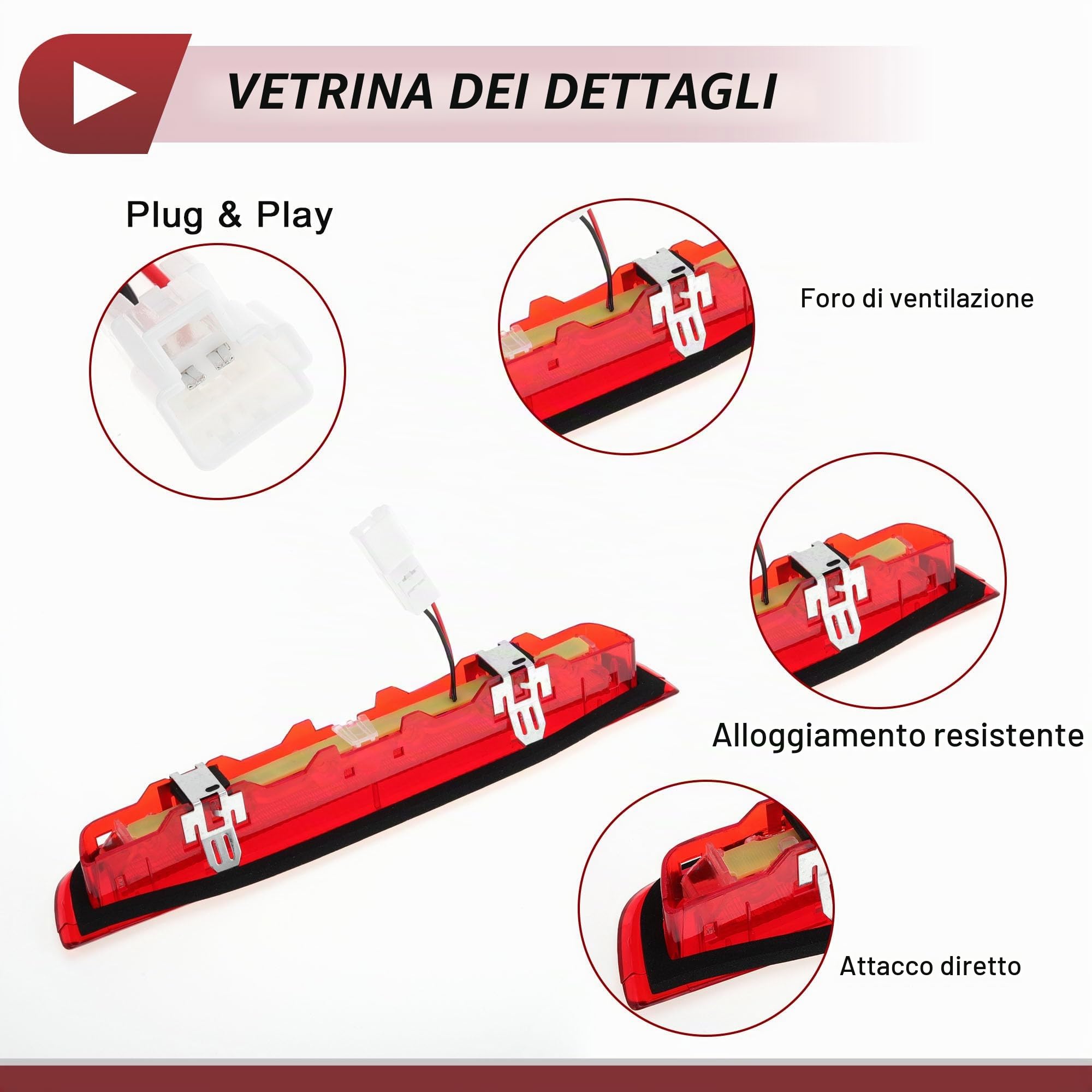 Luce Di Stop A LED Per Toyota Yaris M/K3 Hatchback 12-20 1Pc | Colore Rosso Materiale ABS OE 815700D150 Impermeabile IP67 Tensione 12V DC Plug And Play Completamente Sigillato
