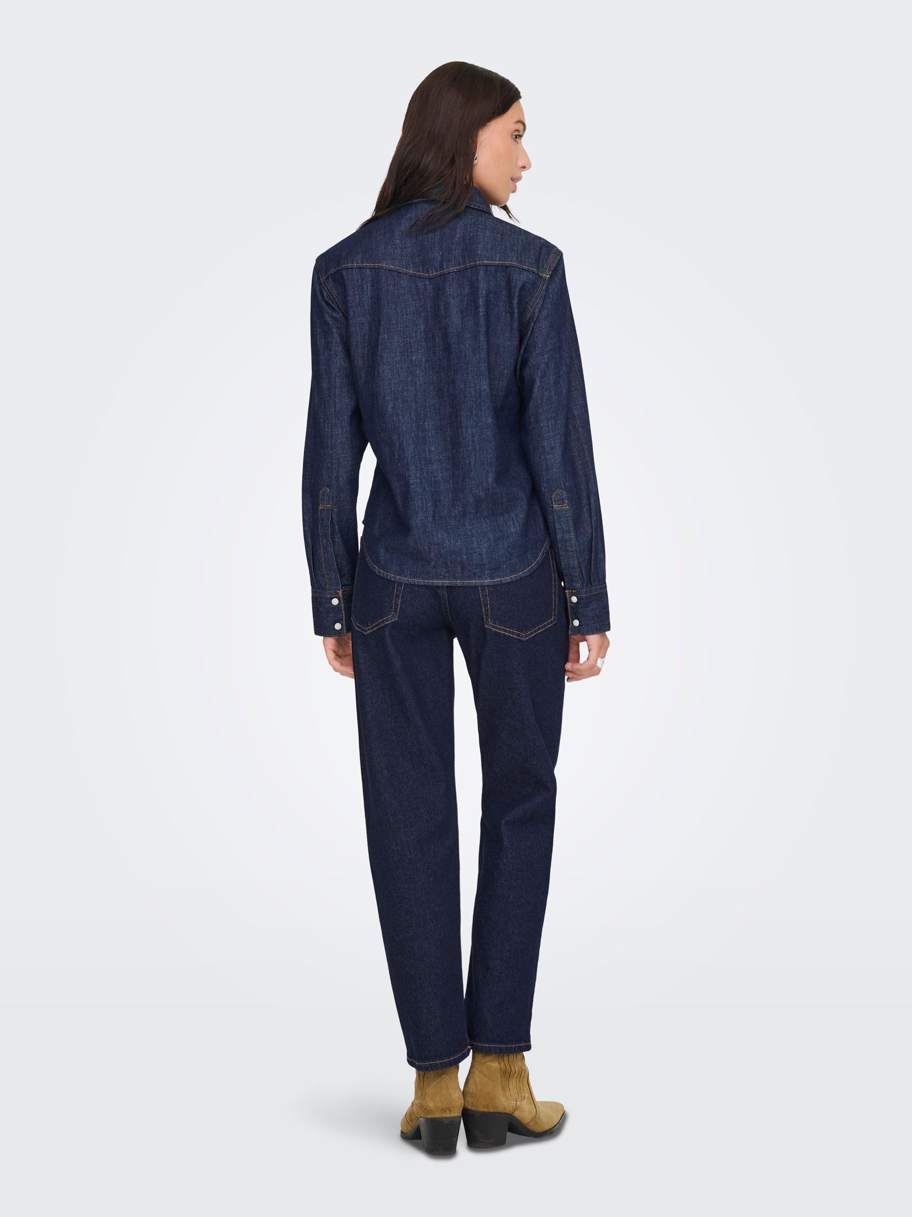 ONLY Shirt Onlcharlize LS DNM-Maglietta AKM Noos Donna