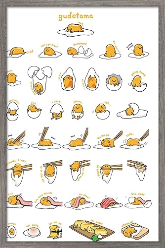 Trends International - Póster de Gudetama con diseño de cuadrícula, para pared, 14.725 x 22.375pulgadas, versión con marco de madera tipo granero