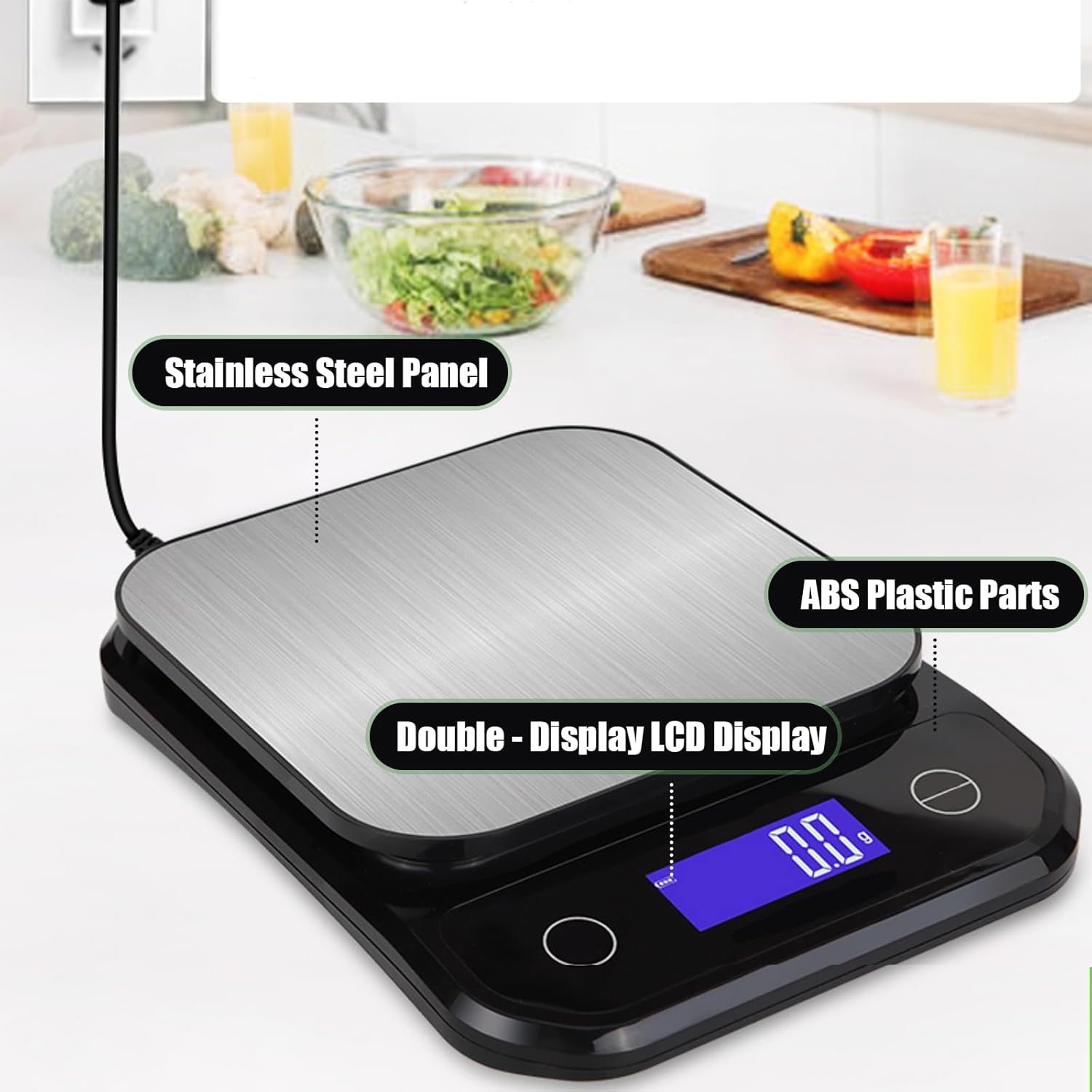 WH B28 Electronic Scale, Stainless Steel Weighing Scale, Multipurpose LCD Digital Gram Scale, Electronic Weighing Tool for Kitchen