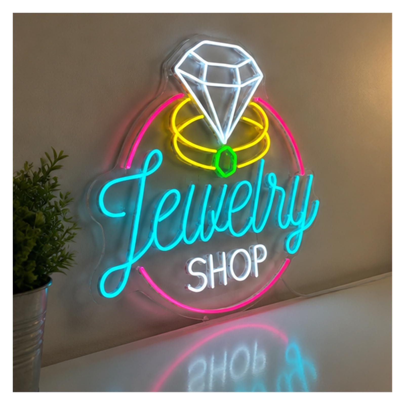 Decoración Lámparas Joyería Letrero De Neón | Joyería Con Anillo De Diamantes 55cm/21.65in