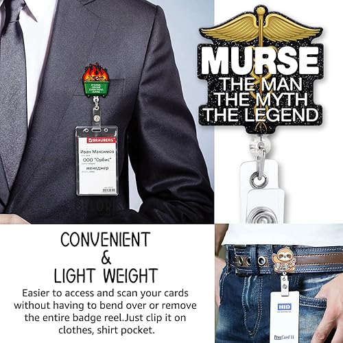 Miniatura 6 de Murse - Carrete con forma divertida con clip de tiburón de metal, etiqueta de identificación de trabajo de laboratorio de hospital, regalo de