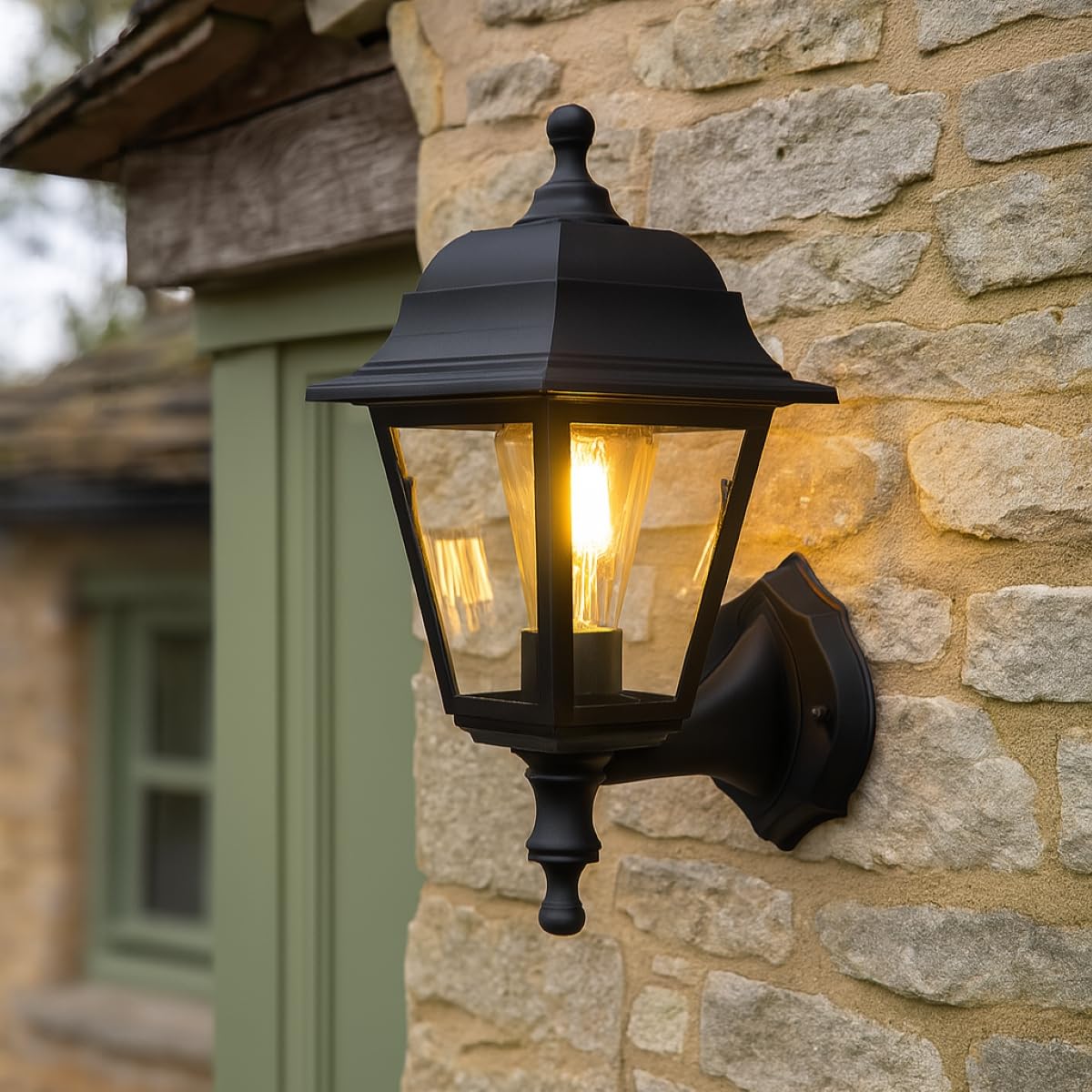 Cgc Lighting Black Outdoor Outside Wall Light Coastal Weatherproof Lantern Traditional Vintage Led ( Wall Light 3)