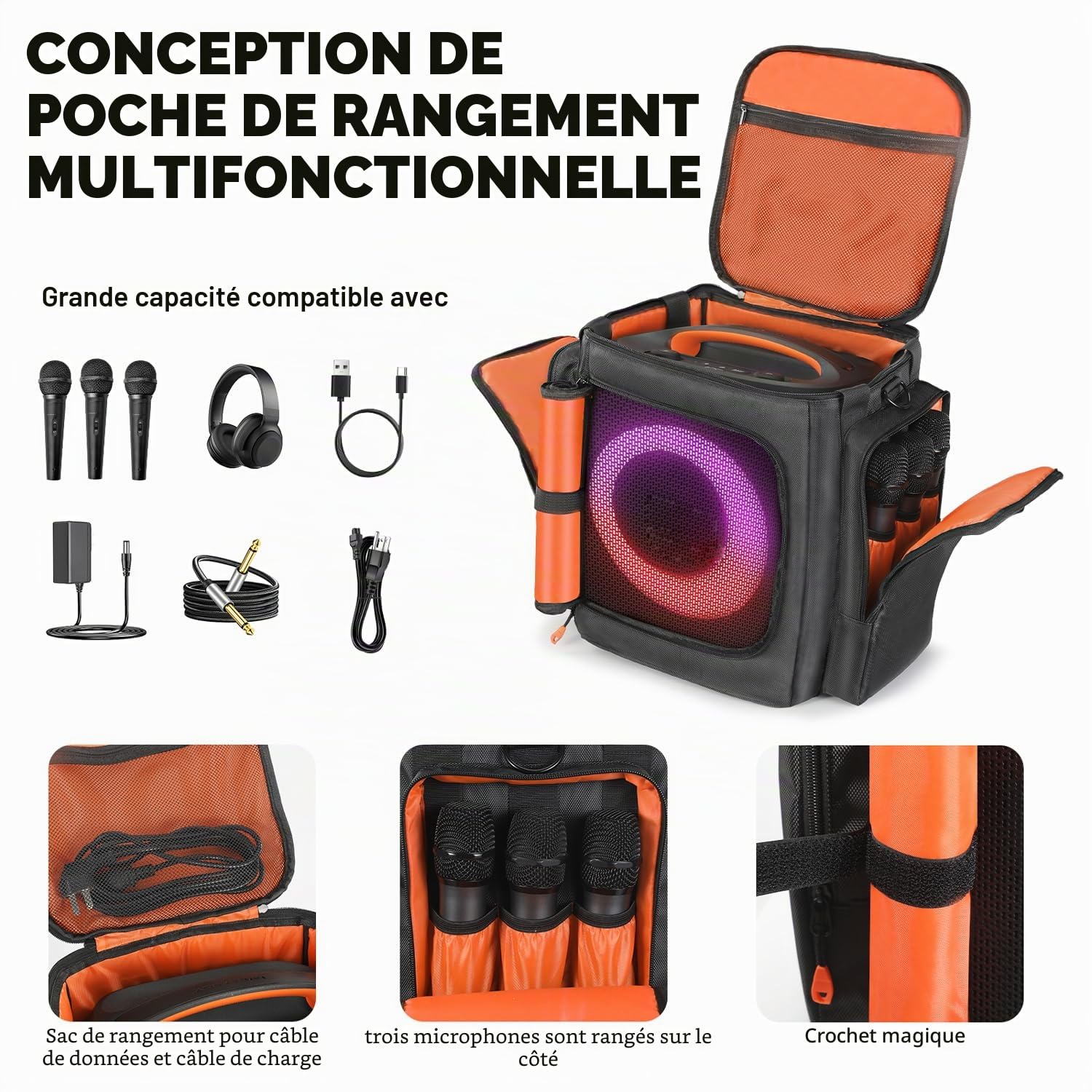 Sac de transport compatible JBL Partybox Encore Essential Essential 2, housse voyage avec poches