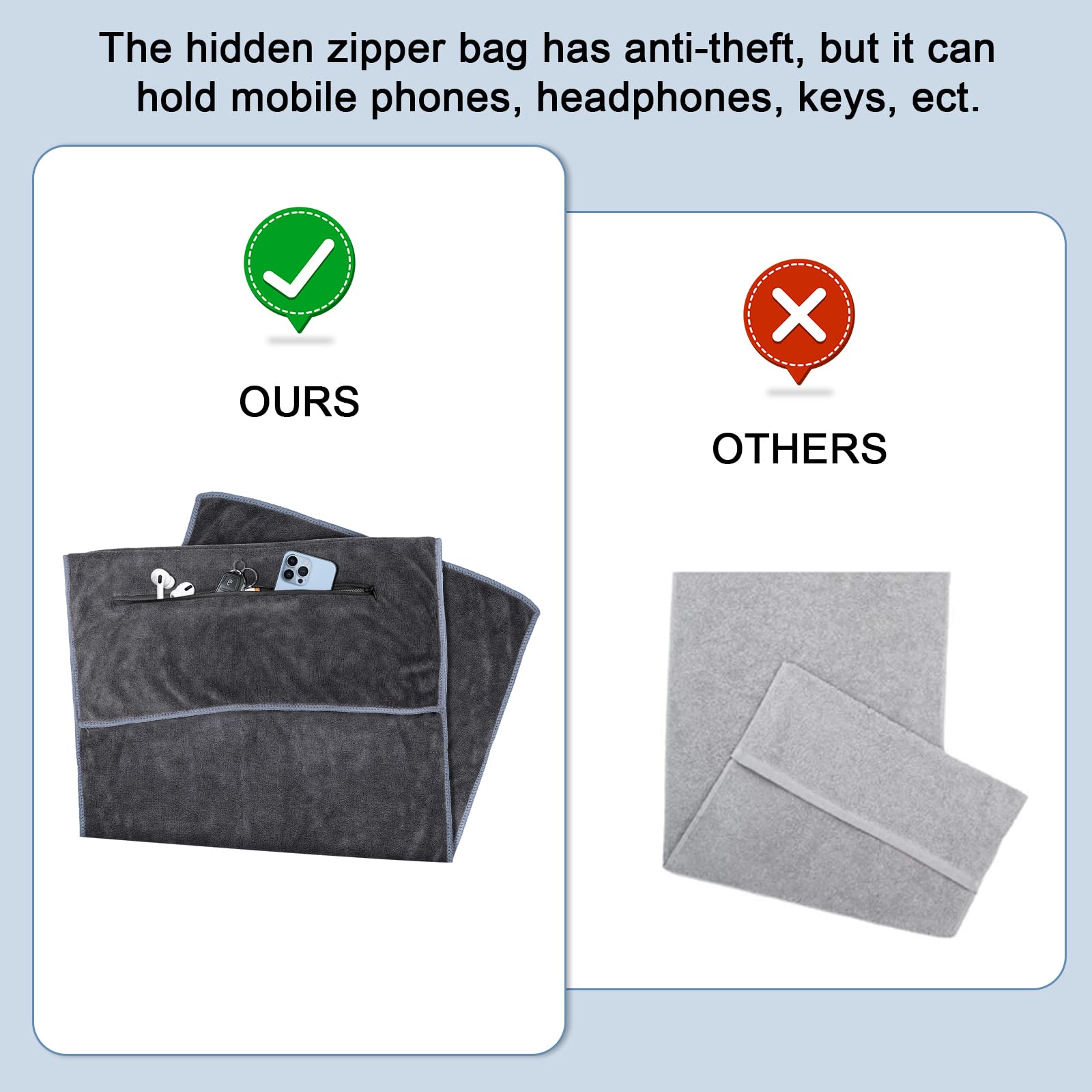Serviette de fitness, Serviette de Fitness avec Compartiment à Tirette Serviette de Sport en Microfibre Antidérapante Gym pour Homme et Femme, Adaptée aux Sports de Plein air, Serviette de Gymnase Serviette de fitness, Serviette de Fitness avec Compartiment à Tirette Serviette de Sport en Microfibre Antidérapante Gym pour Homme et Femme, Adaptée aux Sports de Plein air, Serviette de Gymnase