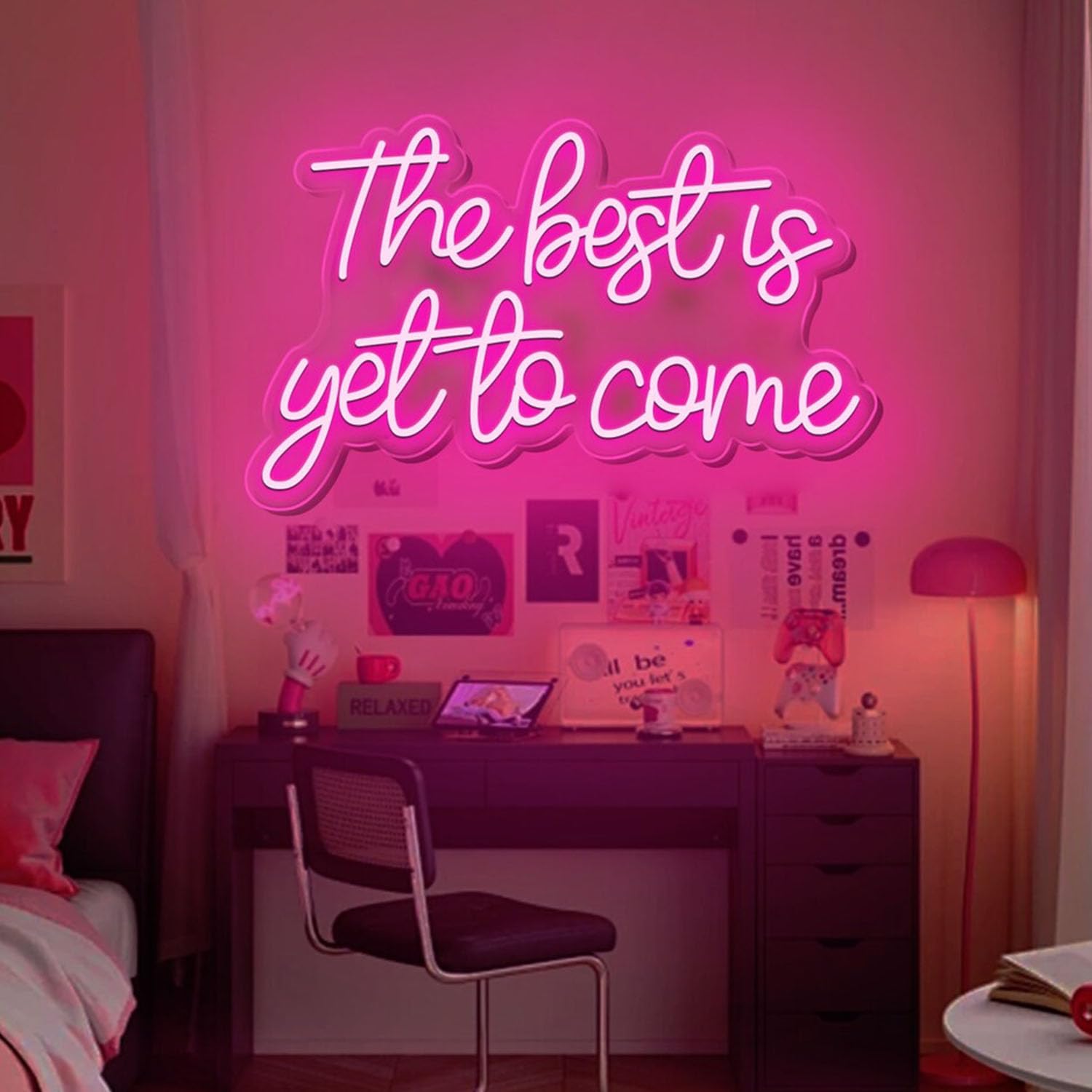 The Best Is Yet to Come Neon Sign for Wall Decor Word Light Up Signs for Bedroom Home Bar Wedding Birthday Party Kids Room Teens Gifts