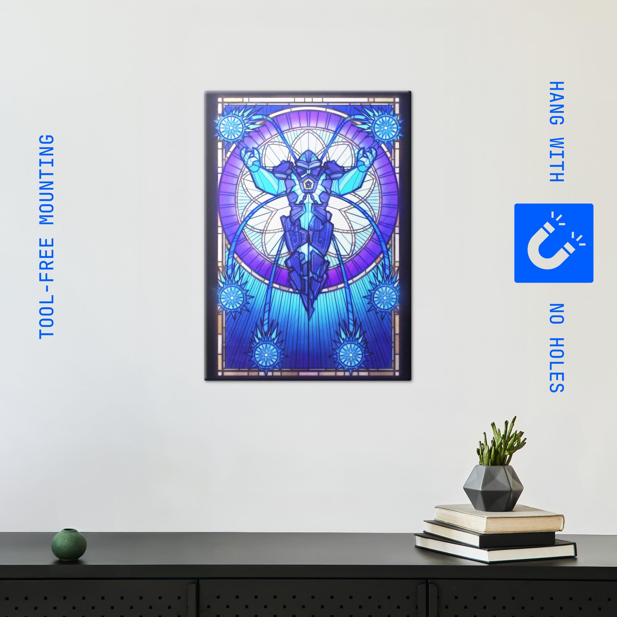 Displate Metall poster League of Legends Xerath - Stained Glass Größe M | Bild Plakate für Schlafzimmer Dekor, Geschenke. Magnetische Befestigung Wandposter, Wanddeko. Metall Wandkunst.