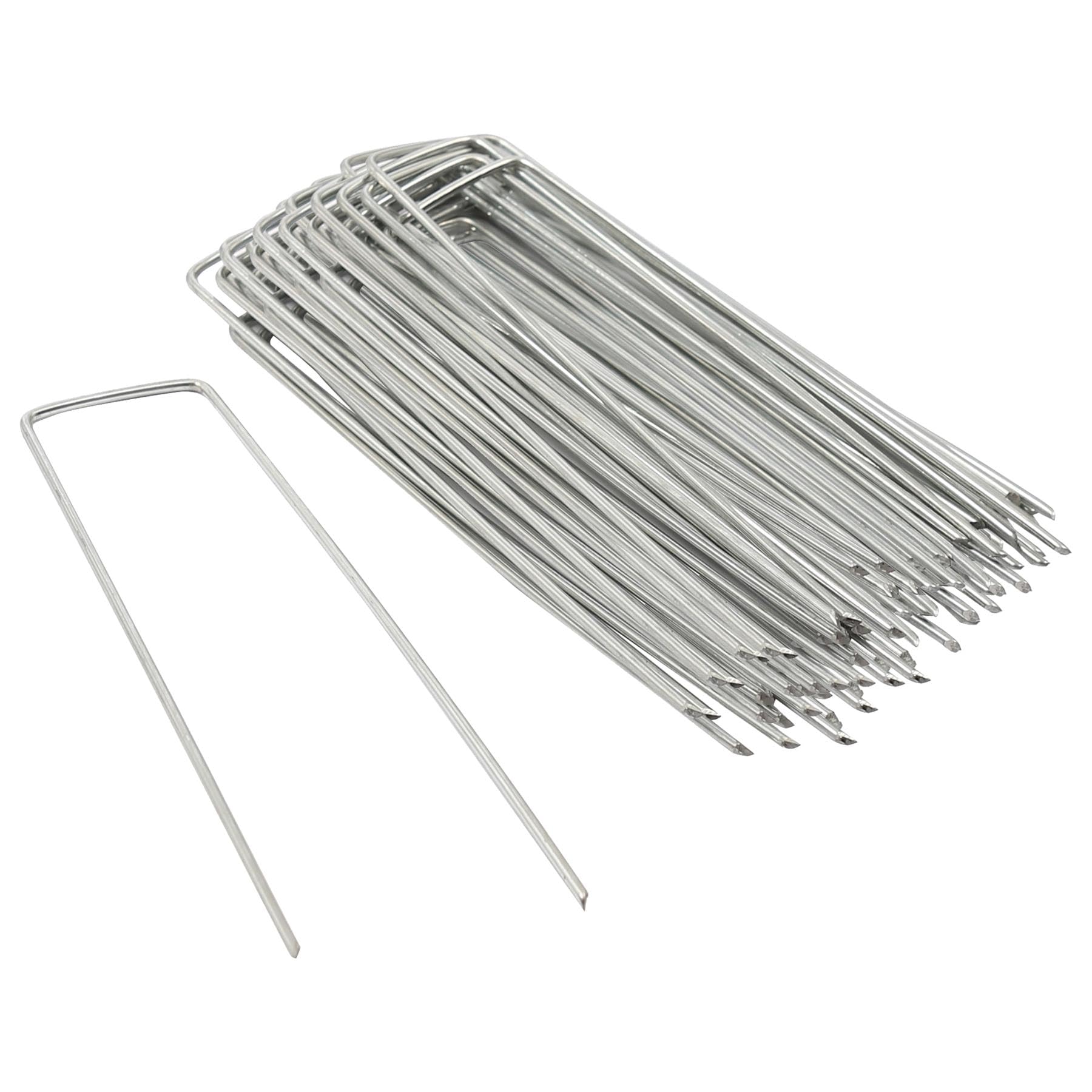 Harbour Housewares U-Shaped Weed Control Membrane Pegs - 6" (150mm) - 200x Galvanised Metal Garden Gardening Grass Fabric Netting Matting Mat Cover Ground Sheet Tent Pins Stakes Staples