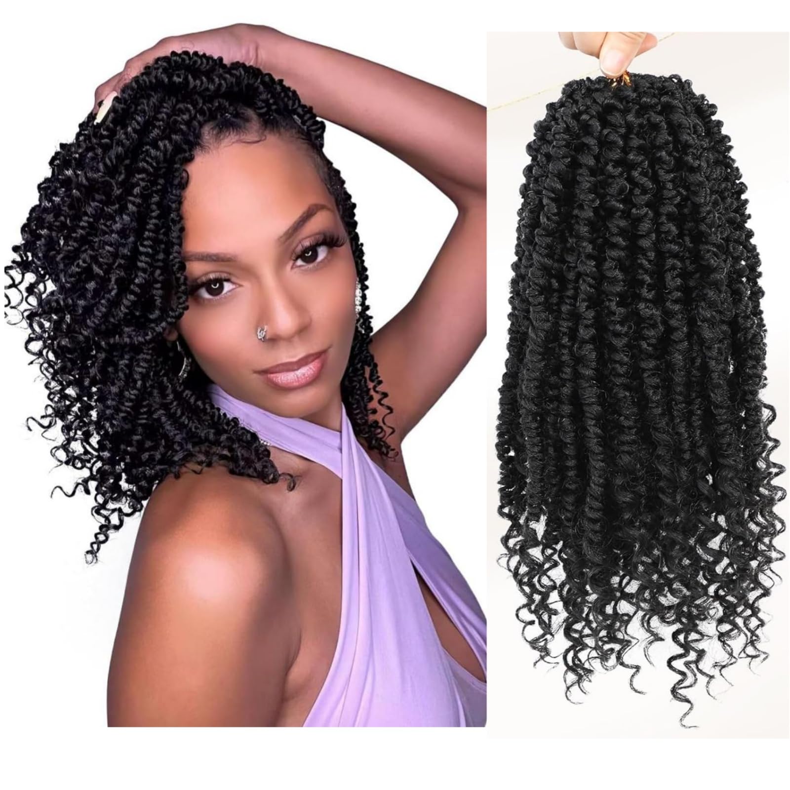 Passion Twist Crochet Hair,Passion Twist Hair 10 Inch,8 Packs Pretwisted Passion Twist Hair,Short Passion Twist Crochet Braids,Pre Looped Crochet Hair