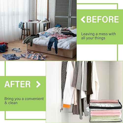 Miniatura 6 de Paquete de 16 bolsas de almacenamiento de vinilo transparente con cremallera y asa de 16 x 12 x 8 pulgadas, manta, ropa, suéter, almohada, juguetes,