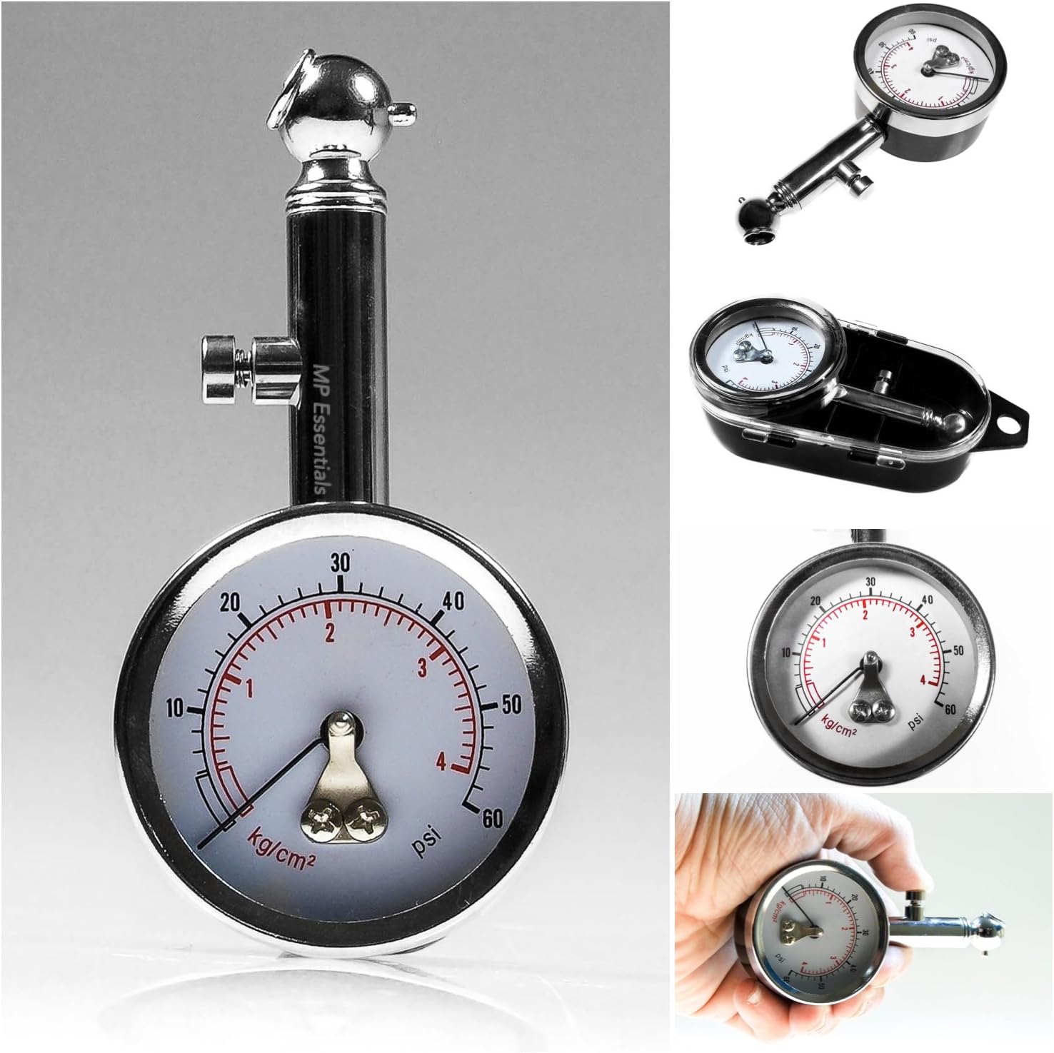 E-Tech Car, Van & Bike Tyre Pressure Reader Gauge Tool with Case (PSI)