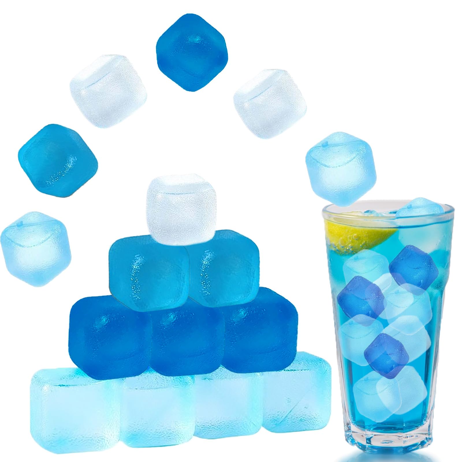 KEELYY 60x Eiswürfel Wiederverwendbar, Eiswürfel Kunststoff Bpa Frei, Party-Eiswürfel zum Kühlen von Getränken, Ice Cube Reusable