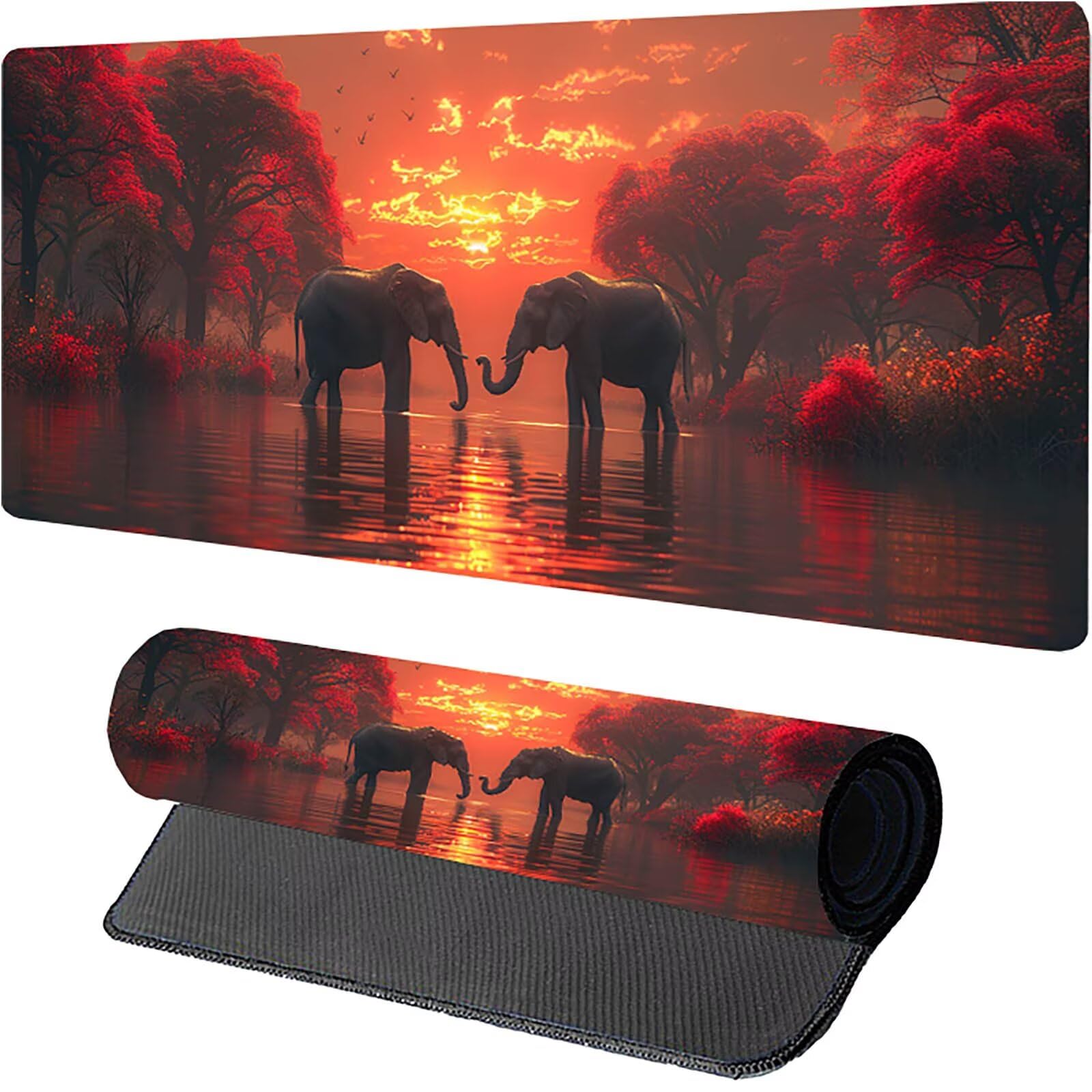Tappetino Mouse Elefante, Tappetino Mouse XXL 1500 x 800 mm, Gaming Mouse Pad con Base in Gomma Antiscivolo, Mousepad Migliorare la Velocità e la Precisione, Ufficio Accessori Gaming, Rosso 7-8922