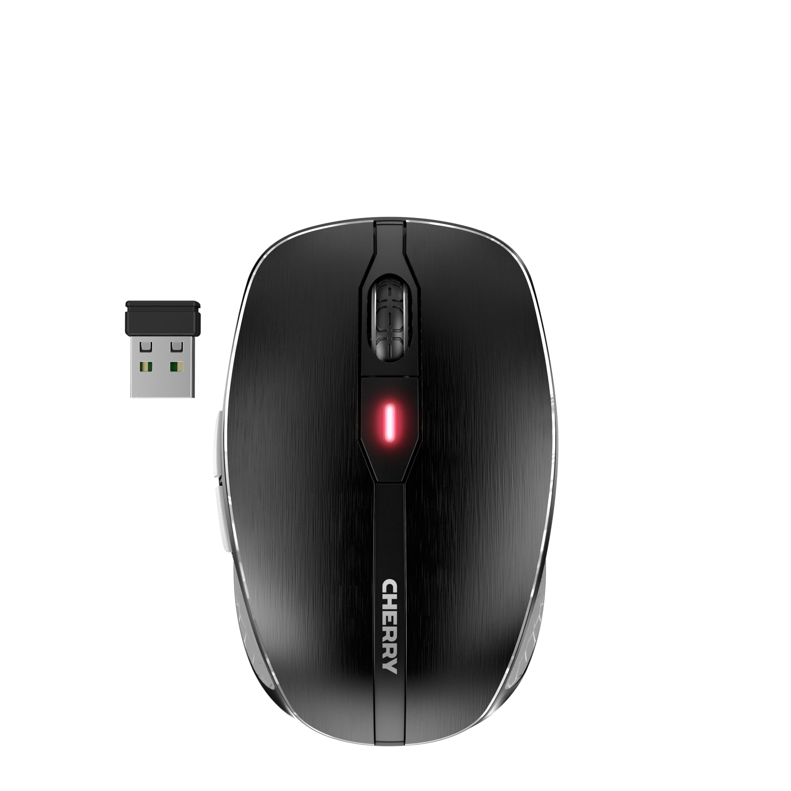 CHERRY MW 8C Advanced, Kabellose Maus, Verbindung Über Bluetooth Oder 2,4 GHz Funk, 4-Stufig Regelbare Auflösung Bis 3000 DPI, Wiederaufladbar, Schwarz