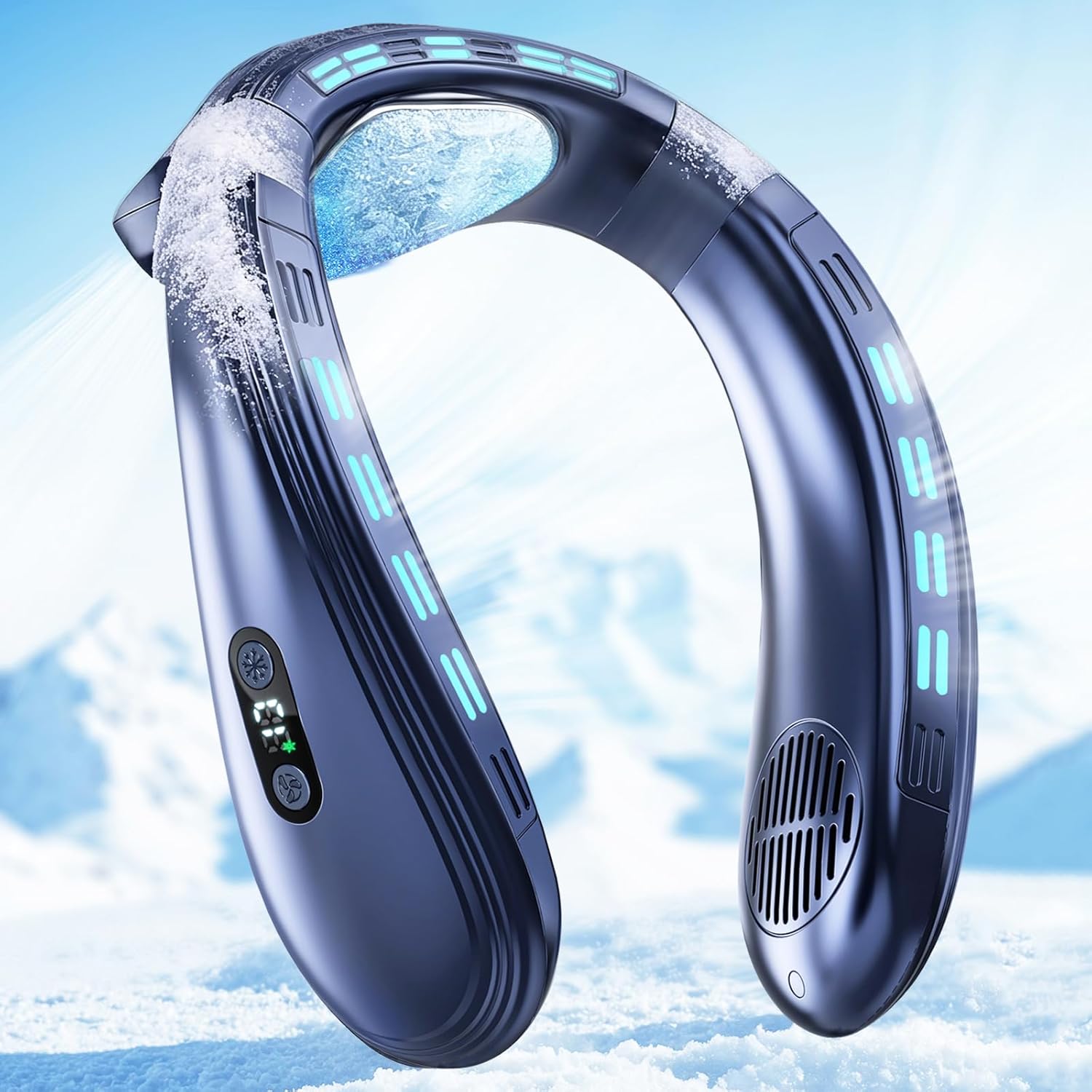 Neck Air Conditioner Portable, Neck Fan with Large Cooling Plate & NTC Control, 360° Upward & Downward Back Airflow, 6000mAh Bladeless Wearable Fan for Outdoor, Travel, Office, Golf