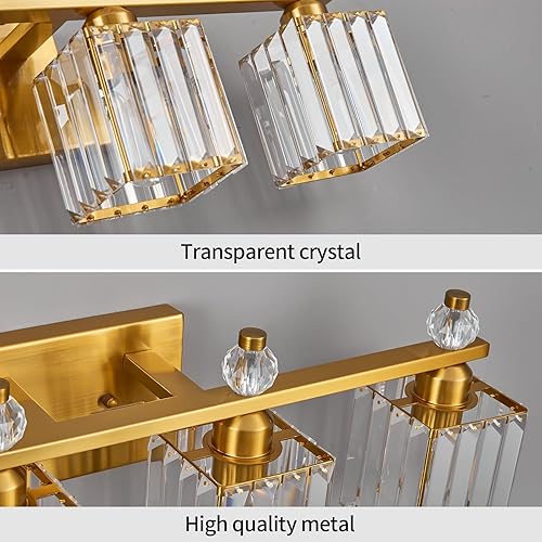 Miniatura 4 de Luces de tocador de 4 luces modernas de cristal dorado para baño, accesorios de iluminación de tocador de baño de cristal sobre espejo
