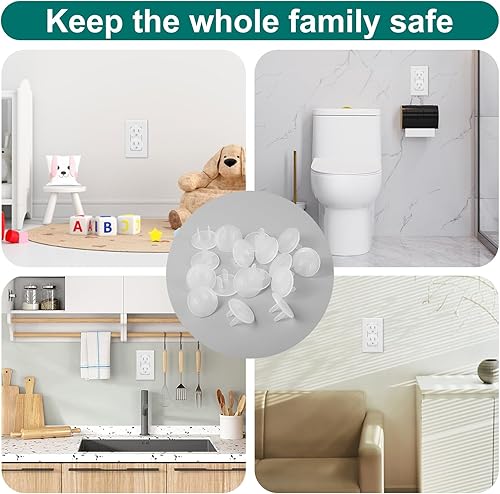 Miniatura 7 de 250 piezas de cubiertas de salida transparentes de seguridad para bebés, a prueba de granel, para enchufes eléctricos, enchufe fácil de instalar,