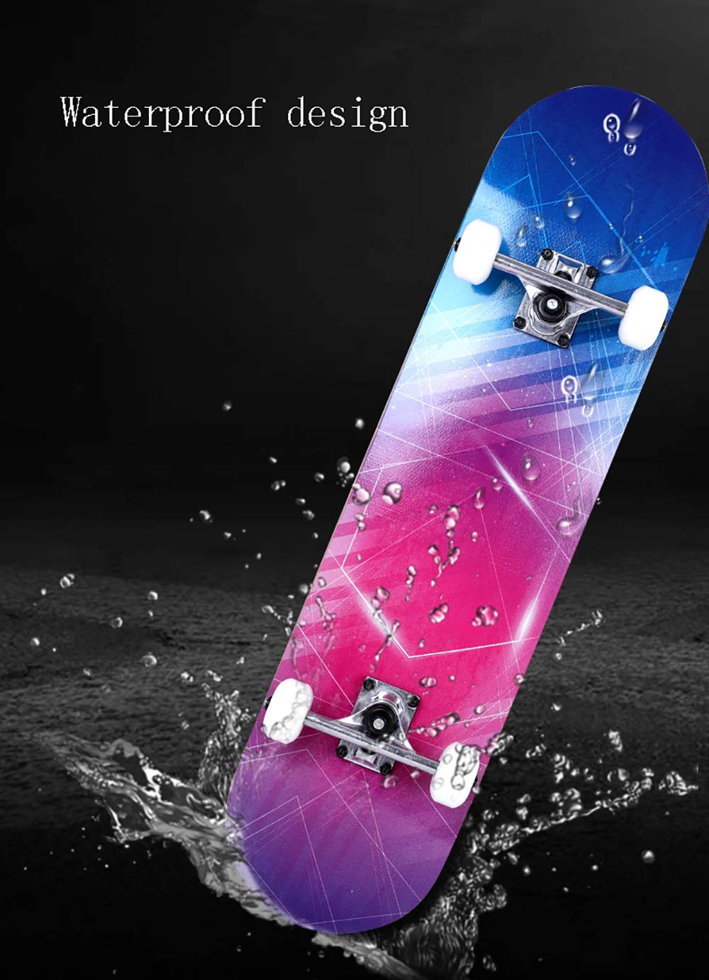 Tabla de Skate Retro, Skateboard Completo,APEC-7Mute Rodamientos +Alta Velocidad PU Rueda 7Capas Arce Tabla de monopatín, para Adolescentes Adultos Chicas Muchachos Niños