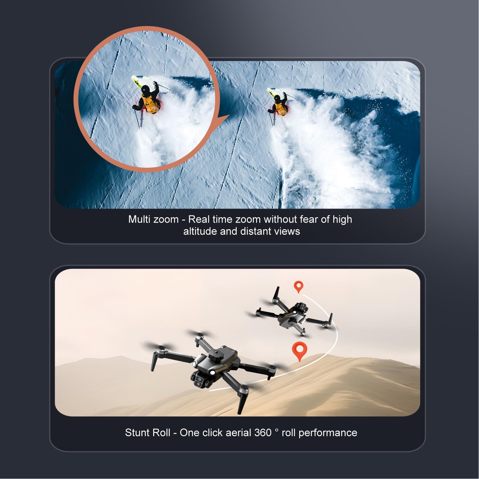 Dron Plegable, Cámara Dual 8K, Control 6 Canales con Giroscopio, Evitación Obstáculos Motor sin Escobillas, Dron para Adultos Niños Familia, Diversión al Aire Actividades Exteriores
