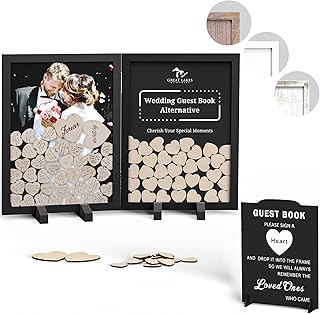 GLM Wedding Guest Book Alternative with Sign, 160 Hearts and 4 Large Hearts, Guest Book Wedding Reception, Wedding Decorations for Reception, Wedding Decor (Gray)