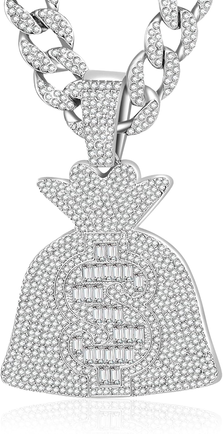 EDINGM Miami Cuban Link Chain for Men, Gold/Silver Plated Diamond Necklace, Iced Out Hip Hop Jewelry Gift