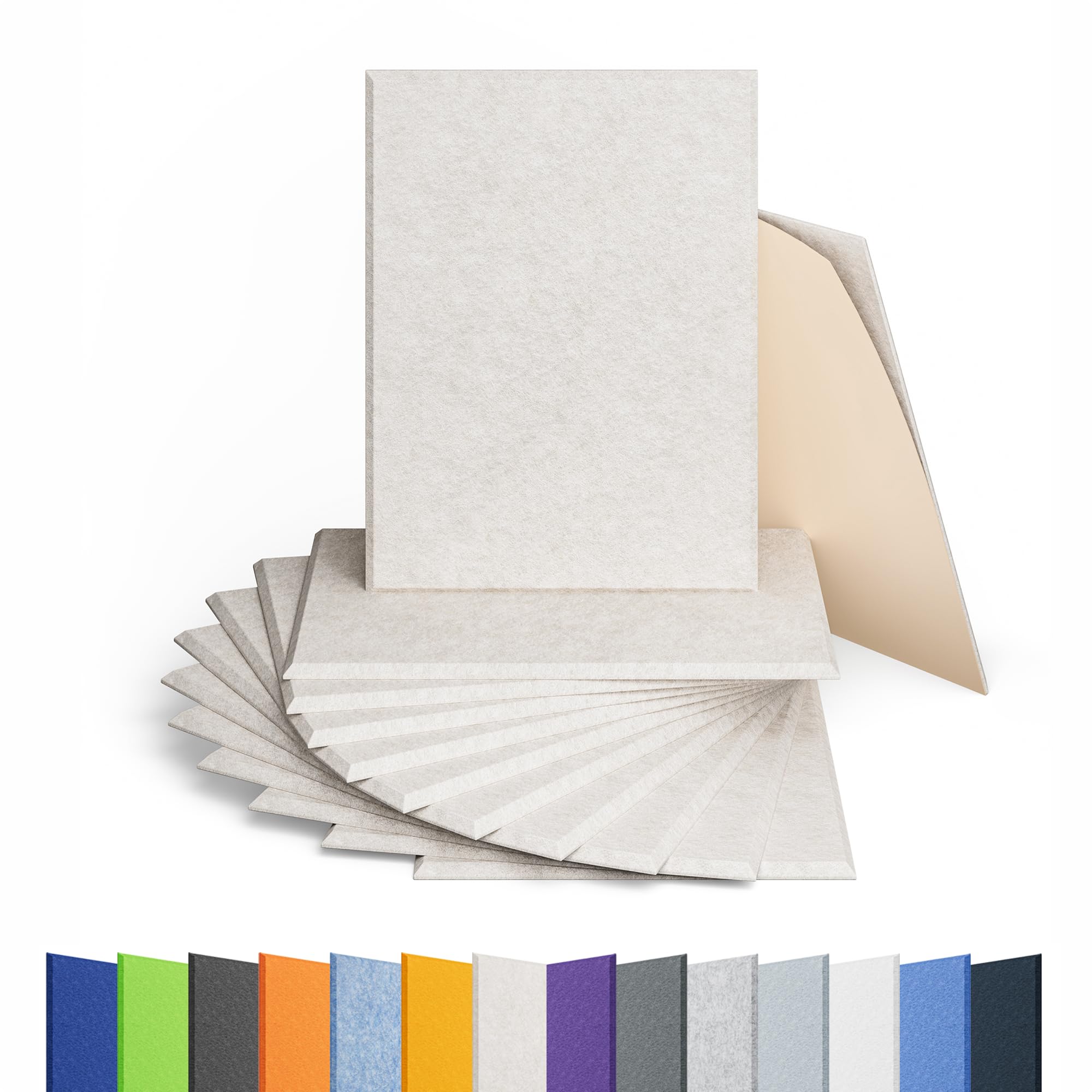 12 Pack Rectangle Acoustic Panels Self Adhesive Sound Proof Foam(Beige)