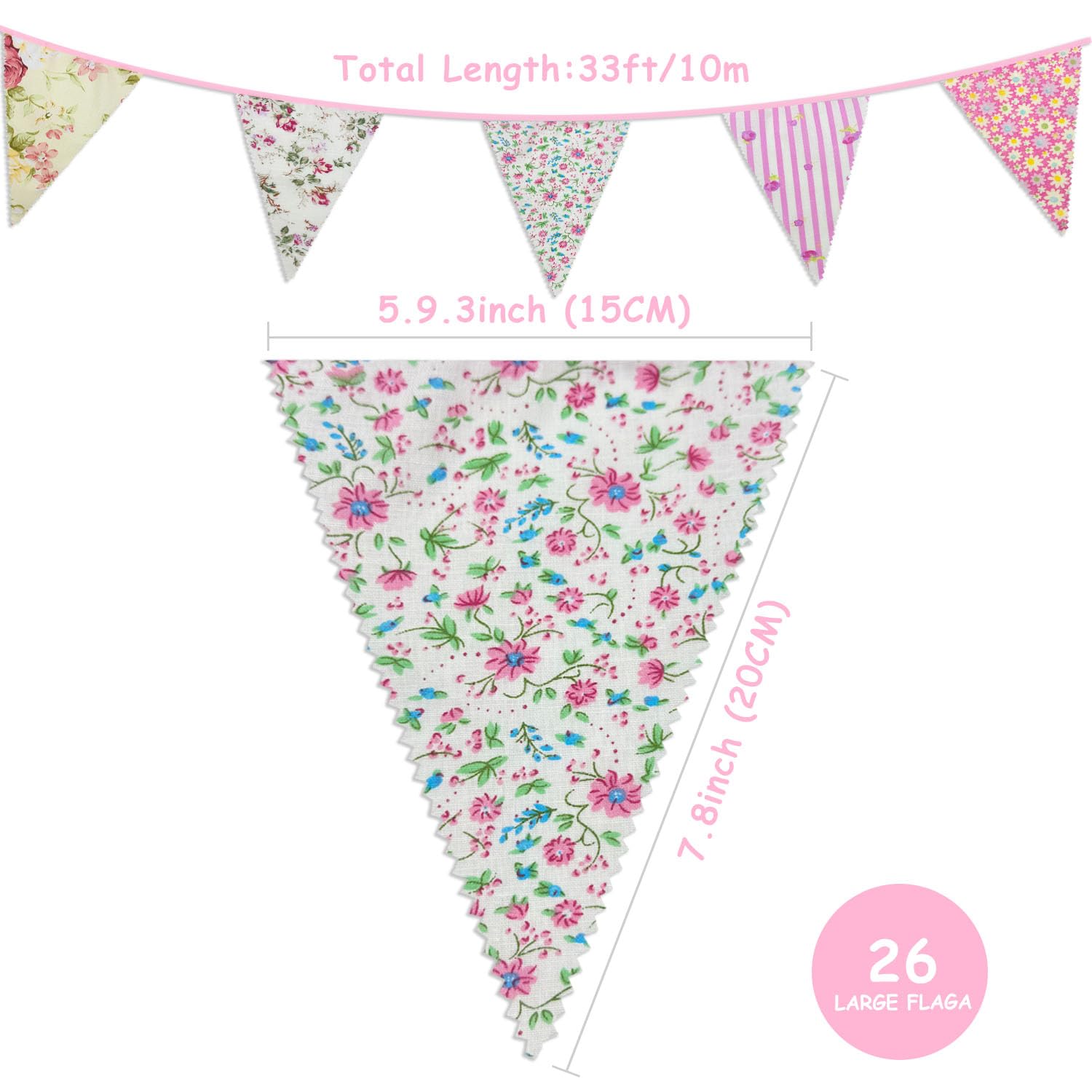 Festone Olografico Rosa Per 10° Compleanno - Lunghezza 3,9m, 11 Bandiere, Per Interni/Esterni - 6
