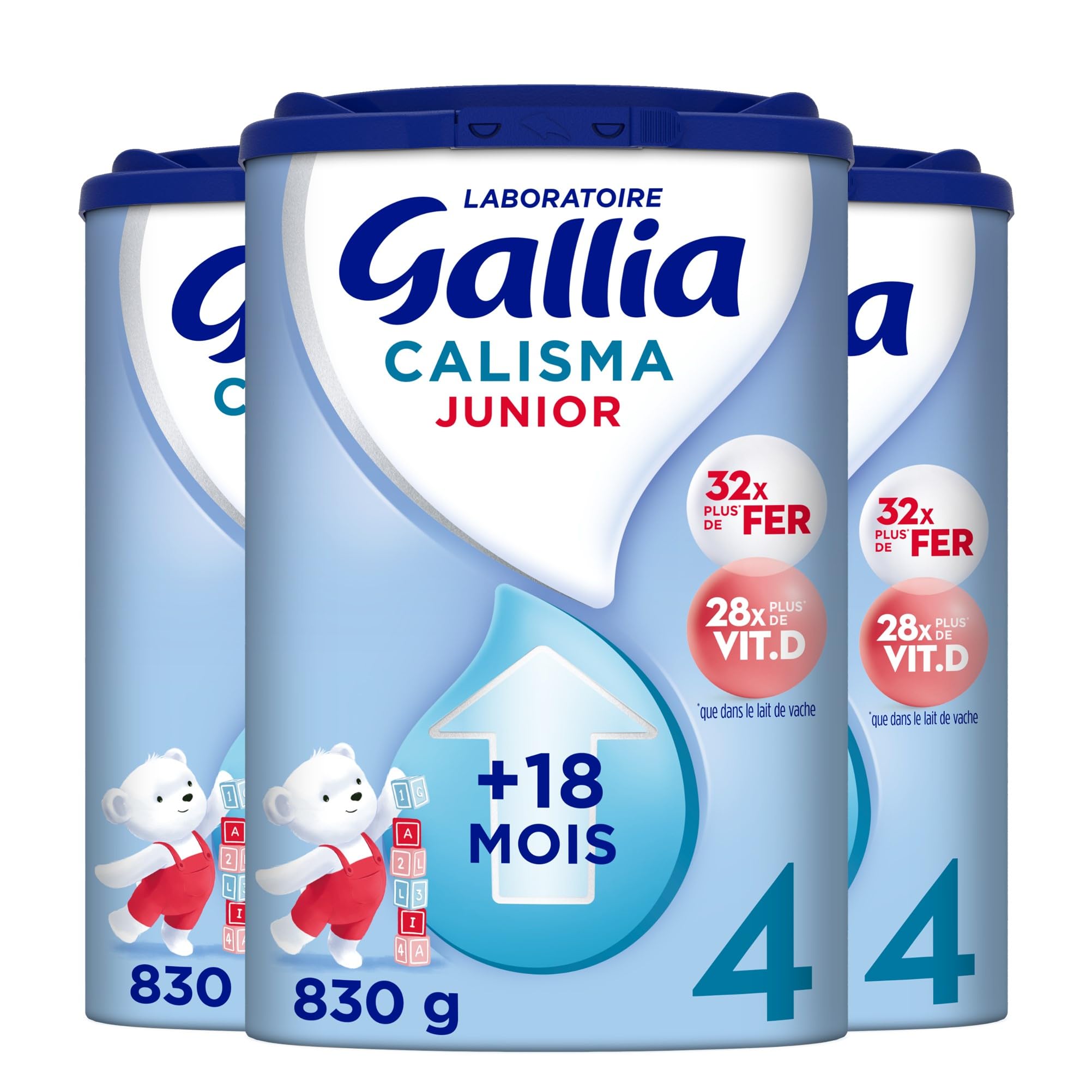 Laboratoire Gallia Lait infantile Calisma Junior 4ème âge Lait de Croissance en Poudre 3x830g Dès 18 Mois
