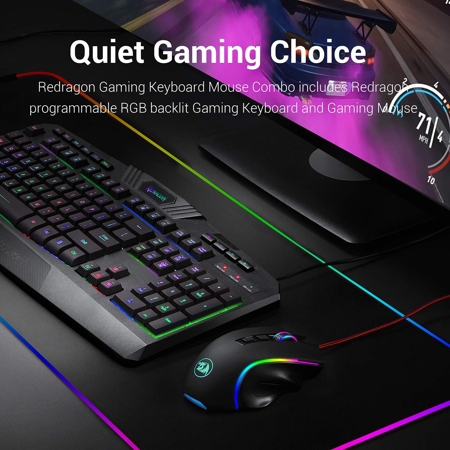 Redragon S101BB PC Gaming Keyboard Mouse Combo RGB LED Backlit Wired
