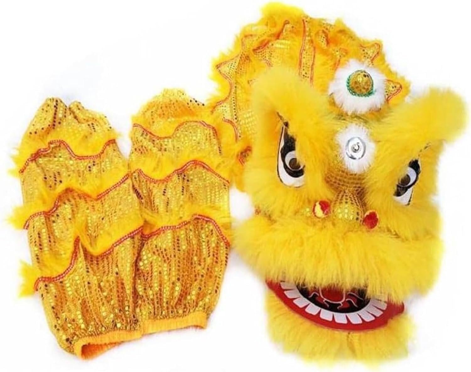 LoiYtrd Handheld Dragon and Lion Child Lion Dance Costume Sequin Version Lion Dance Dragon Mascot Costume Lion Dance Costume Set Waking Lion Lion Dance Performance Lion Dance Mascot(8in)
