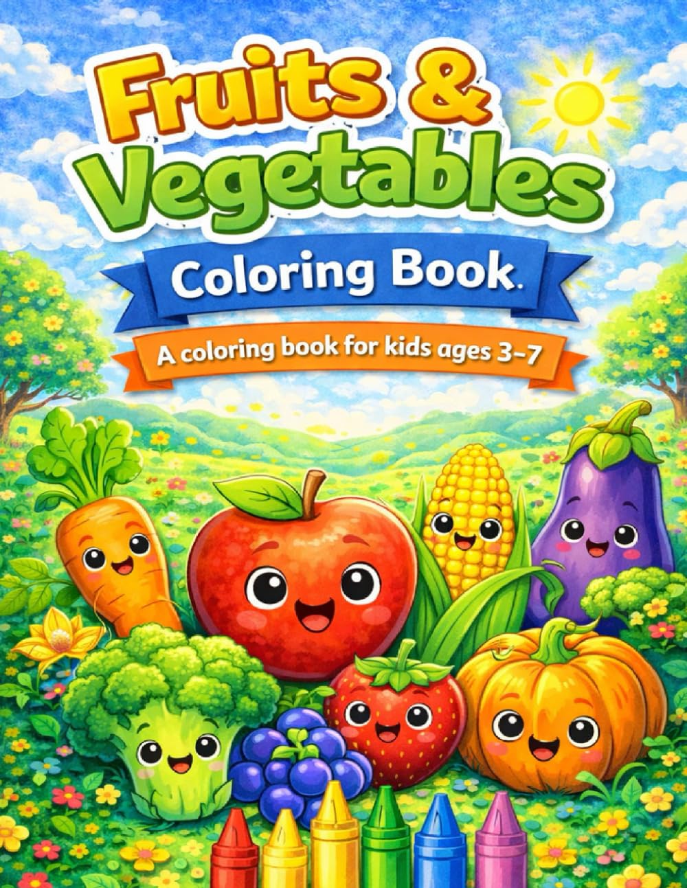 Fruits and Vegetables Coloring Book