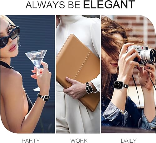 Miniatura 7 de JR.DM Correas delgadas de cuero compatibles con Apple Watch de 1.49, 1.57, 1.61, 1.65, 1.73, 1.77, 1.85 y 1.97 pulgadas, correa de cuero genuino con