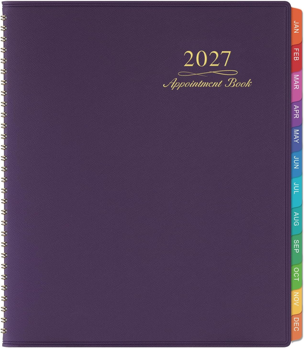 Appointment Book/Planner 2027 - Weekly Appointment Book 2027, 8.26"x 11.4" | Jan 2027 - Dec 2027, Daily/Hourly Planner with Tabs, 15 Minutes, Wirebound - Purple