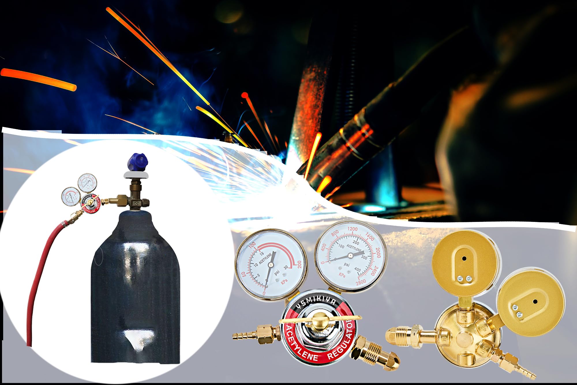 Regulador de acetileno, soldador de gas de soldadura, medidor de gas de soldadura de acetileno para kits de corte de antorcha CGA 510