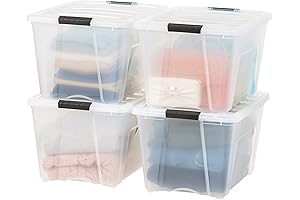 IRIS USA 5.9 Quarts Stackable Plastic Storage Bins with Lids