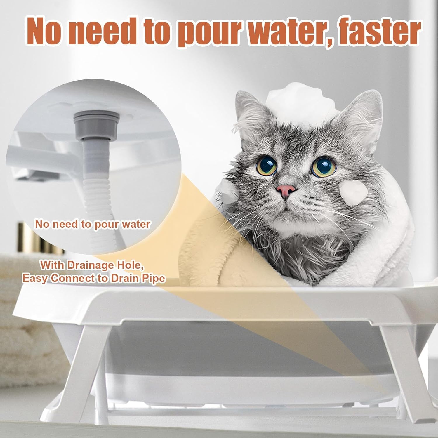 2 in 1 Dog Bath Tub Dog Washing Station for Bathing and Grooming, Foldable Pet Bath Tub, Portable Shower Bathtub for Small Dogs Cats Pet, Indoor and Outdoor