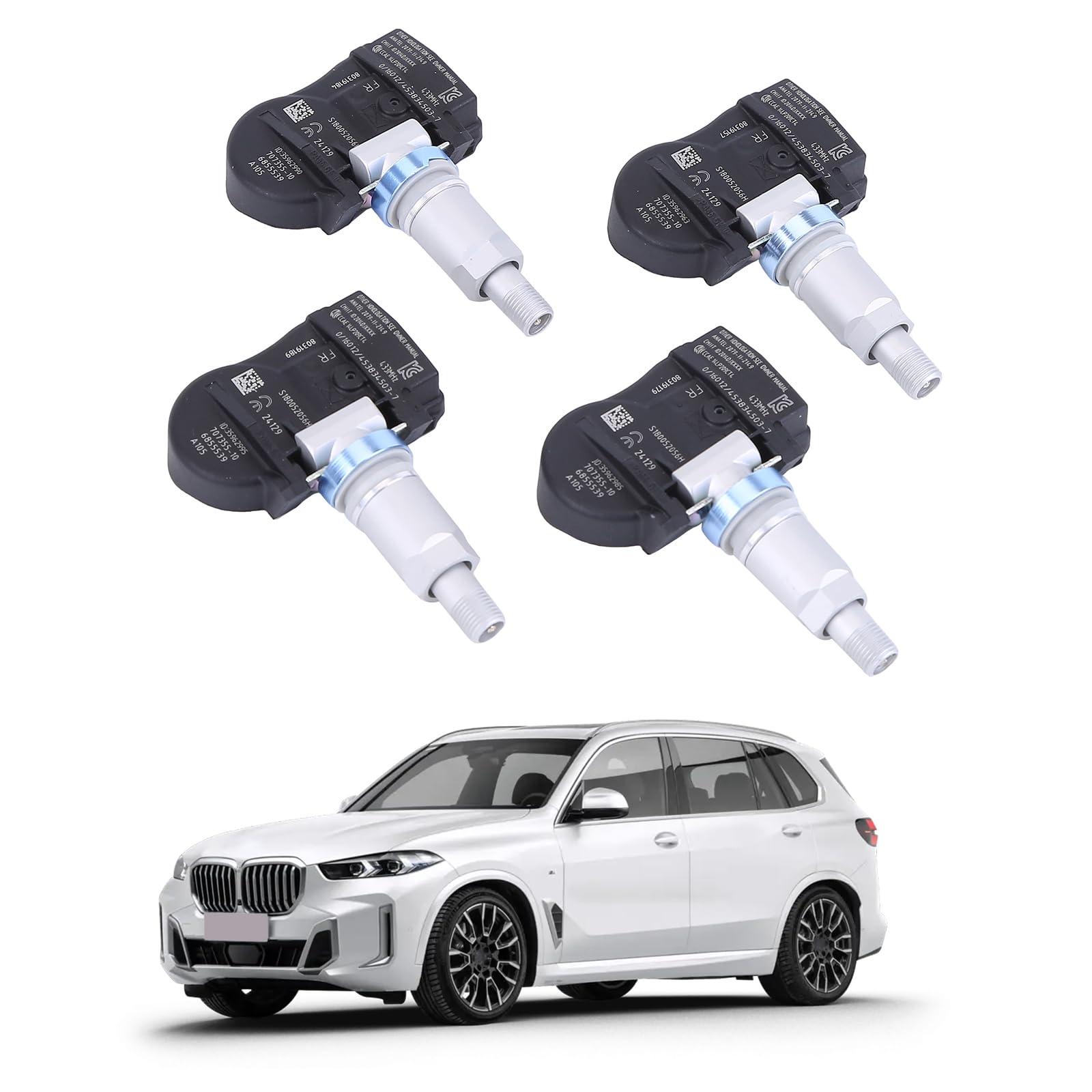 LICHENGTAI 4 sztuki TPMS czujnik ciśnienia w oponach, kompatybilny z 1, 2, 3, 4, X1, X5, X6, RDKS, 6881891, 36106881890, 36106856209, system kontroli ciśnienia w oponach