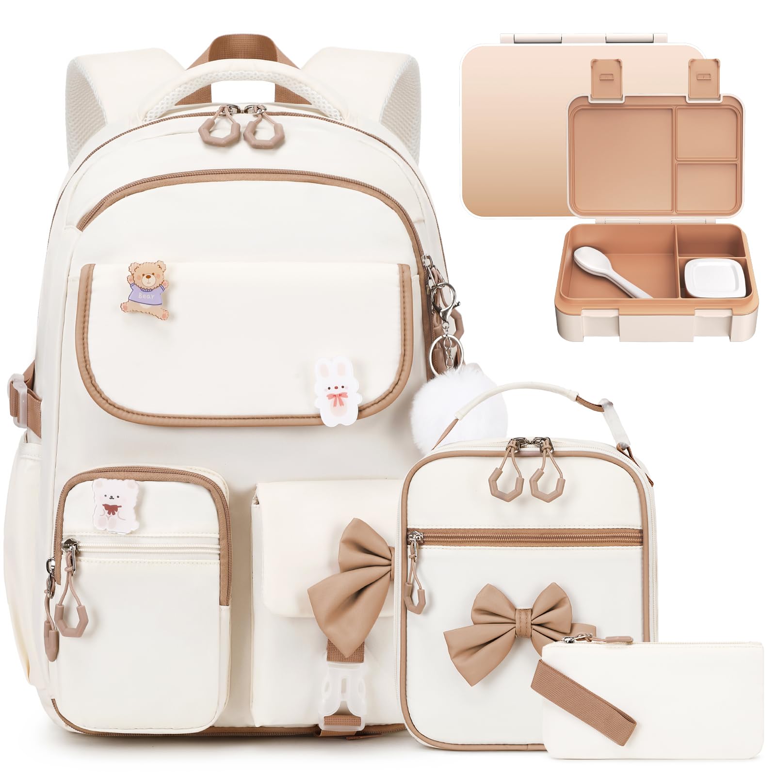 ACESAK 08 BACKPACK BENTO BOX MIT WASSERFLASCHE ALL, Khaki, Large, Rucksack mit Bento-Box