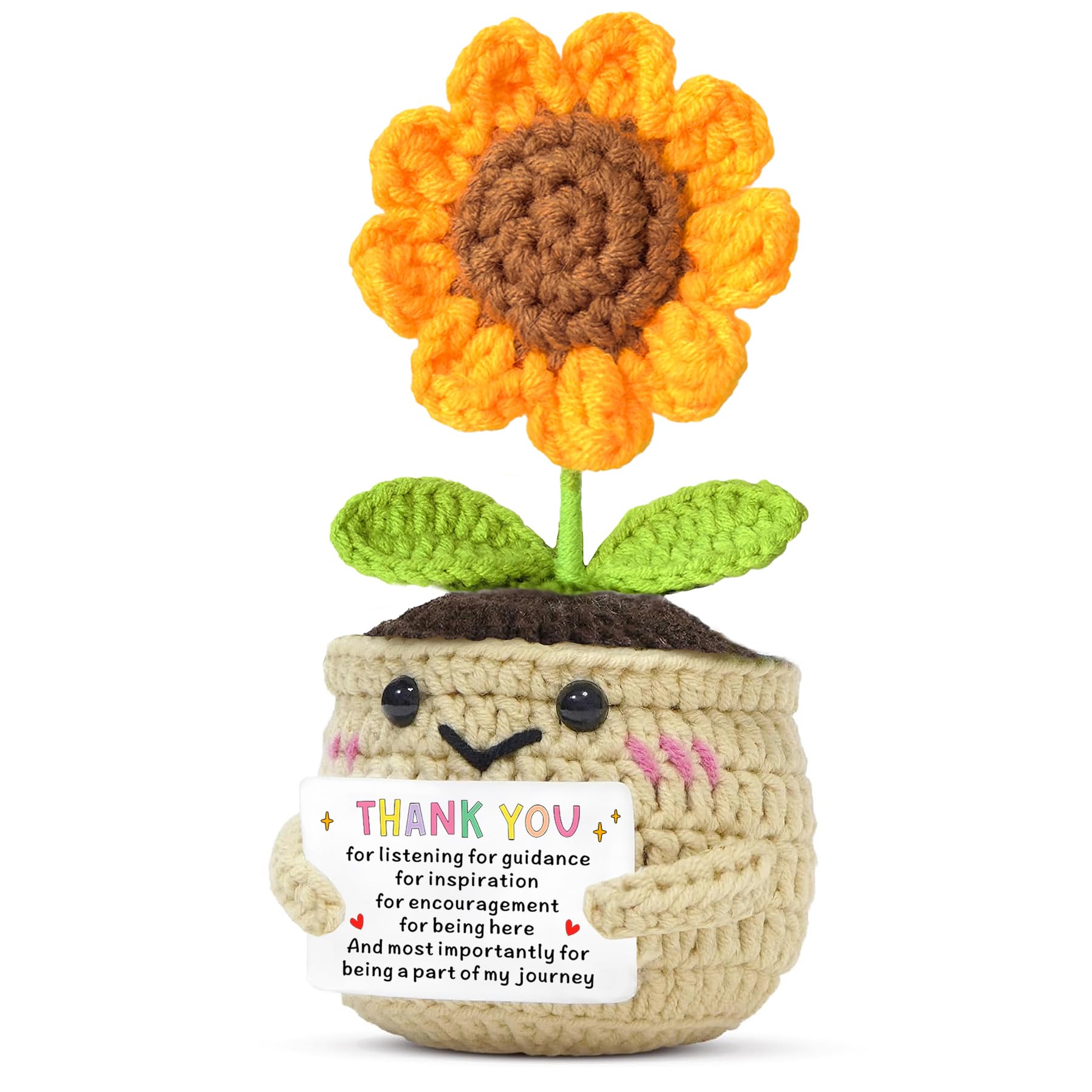 JMIMO Thank You Gifts for Women - Mini Sunflower Positive Emotional Support Crochet - Christmas Birthday Graduation Appreciation Gifts for Teacher Colleagues Coworker Best Friend Boss Nurse Mum