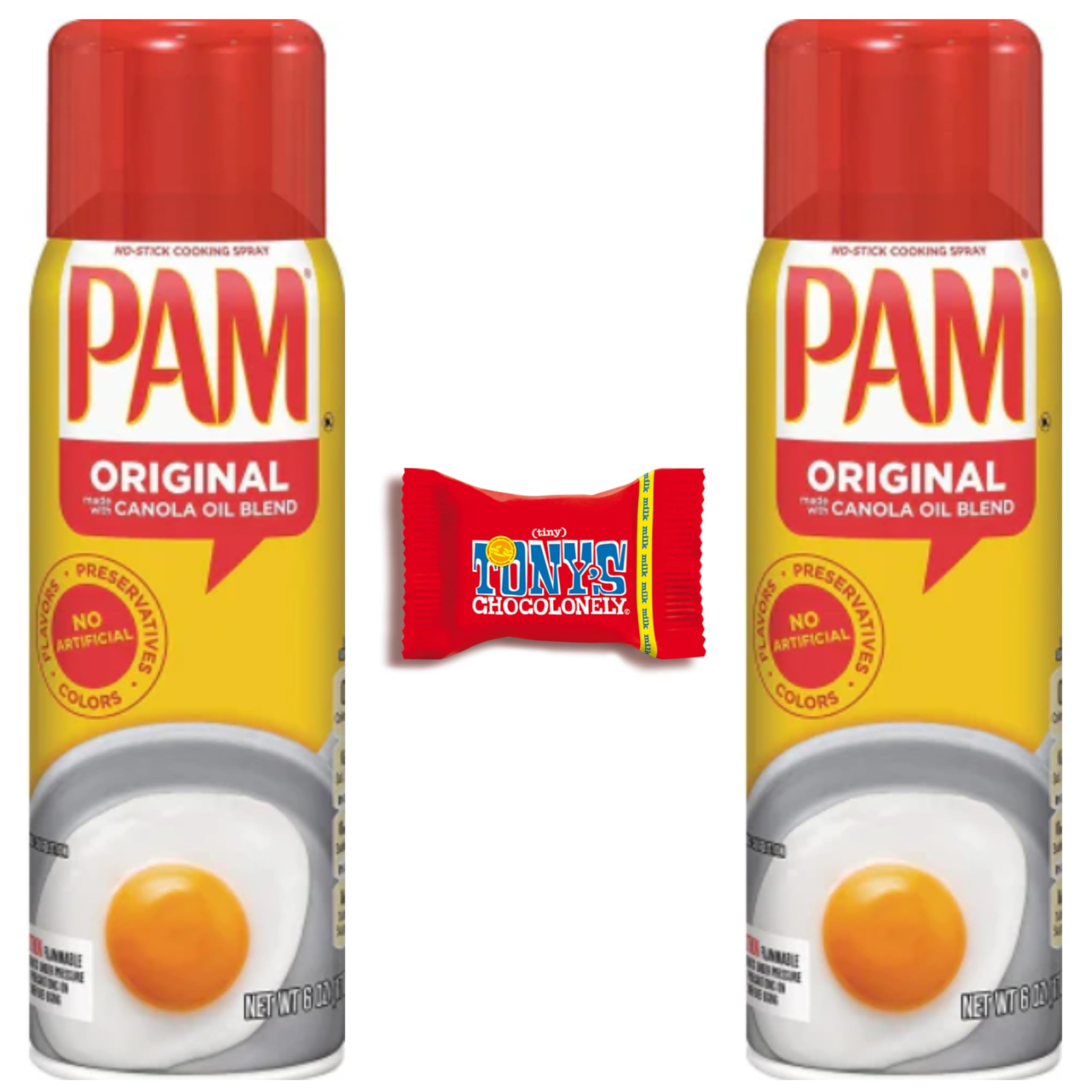 Trinovi PAM Original Cooking Spray 2x170g - Frittura e cottura a basso contenuto di grassi con olio di colza - Spray antiaderente per cucina - Cioccolato Tony's gratuito