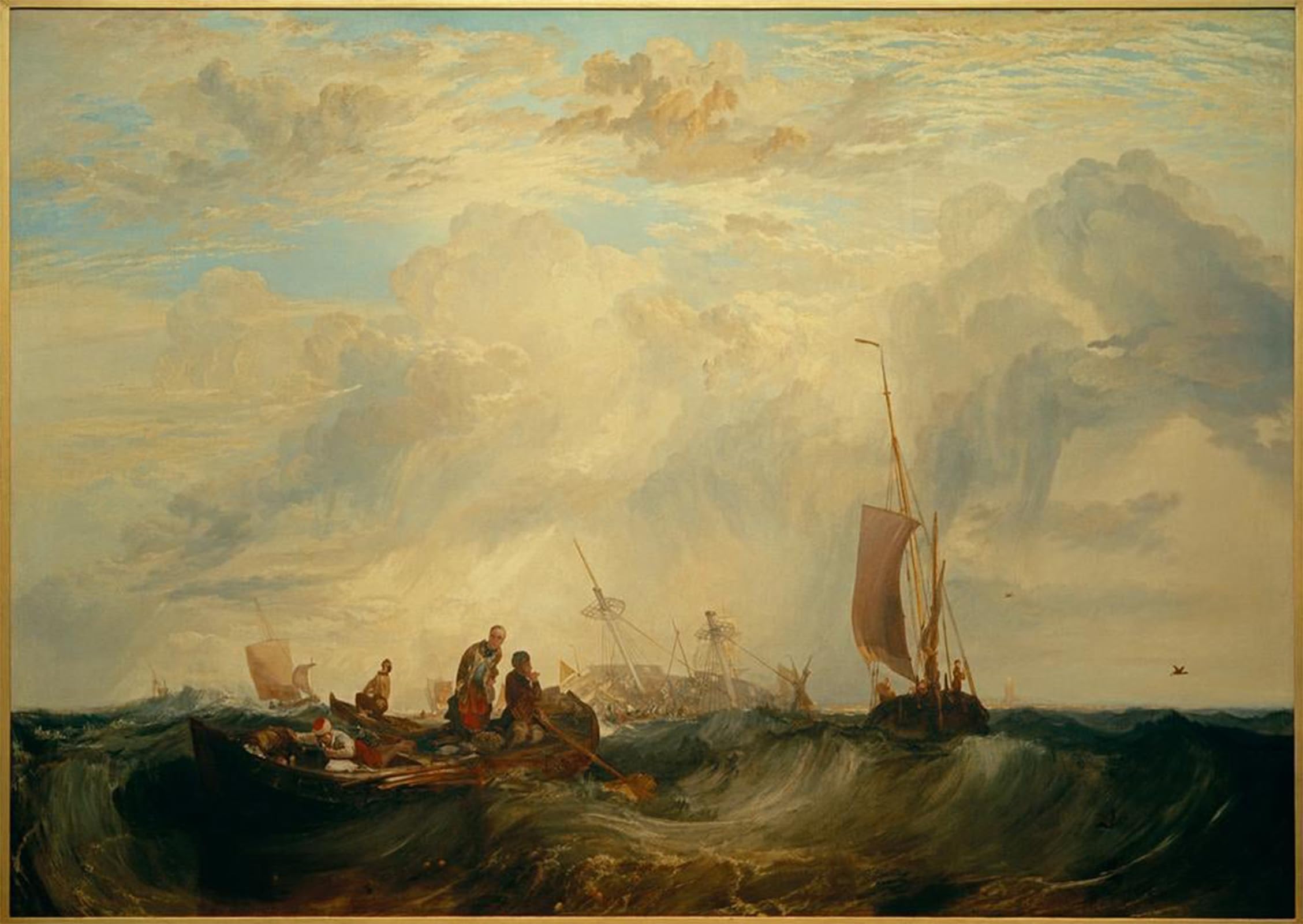 ARTXLXXBN Famous Print Painting Colorful Art Print Entrance of the Meuse: Orange-merchant on the Bar Going Tos by Mallord William Turner Canvas Art Decorations for Home Decor 60x90cm