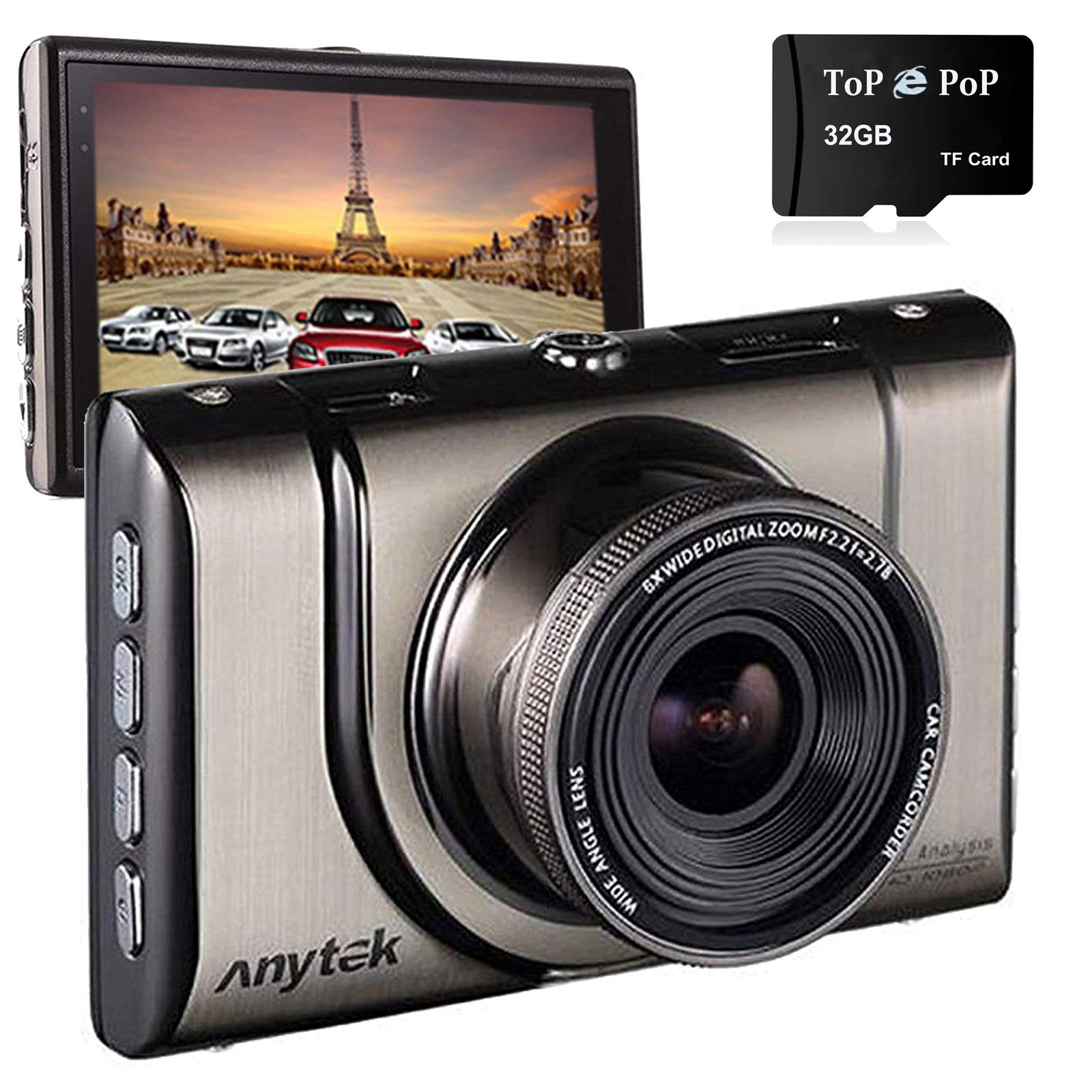 TOPEPOP Dash Cam Car Recorder Camera Car DVR HD Night Vision with G-Sensor Loop Recording Motion Detection Dashboard Camera Vehicle Car Camera with 32GB TF Card for Most Cars Trucks (a100+)