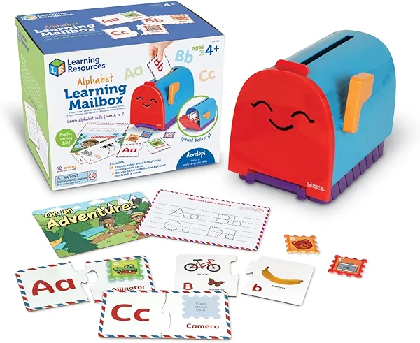 Learning Resources Alphabet Learning Mailbox - Montessori Toddler Toys, ABC Letter Tracing, Writing Practice, Manipulatives for Preschoolers, Gifts for Boys and Girls, Pretend Play, Fine Motor