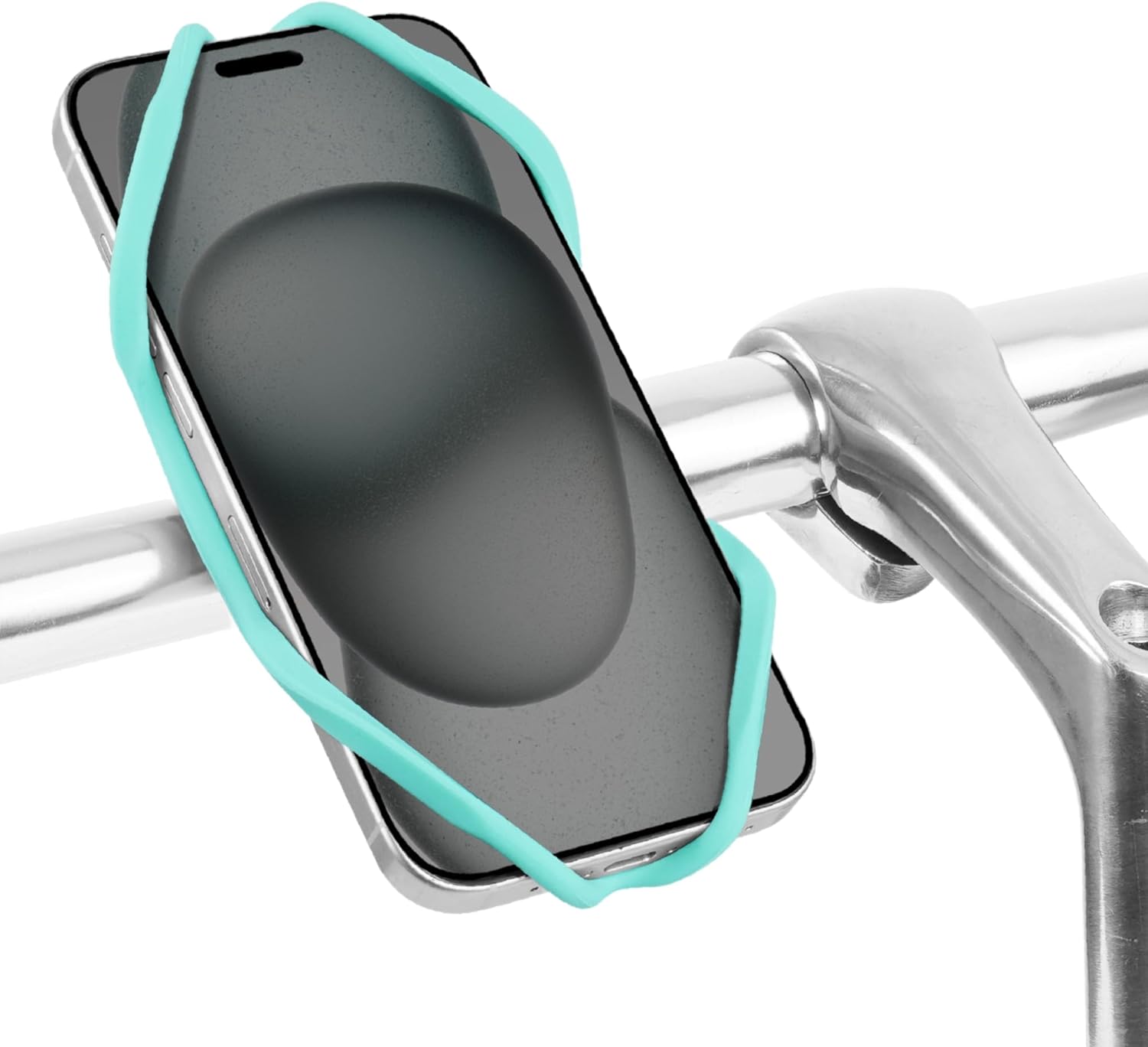 Bone Bike Tie 5 Pro, Bike Phone Mount for Stem, Scratch-Free Silicone Holder with Anti-Slip & Shock-Absorbing Design, Universal Cycling Phone Holder Compatible with Most Smartphones (Black - Stem)