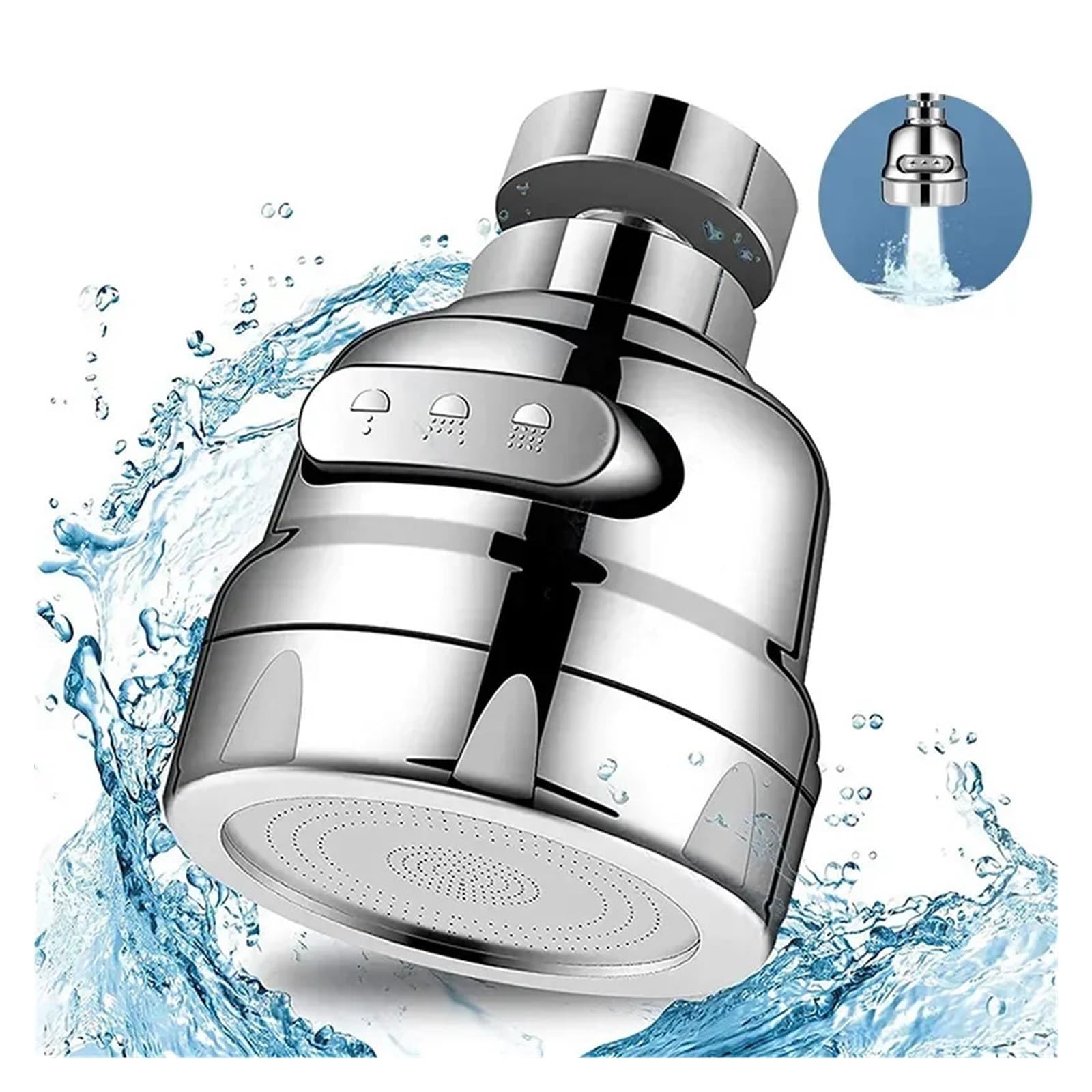 Rubinetto da Cucina Girevole Regolabile, aeratore a 360 Gradi, ugello Filtro, diffusore, connettore per Rubinetto da Bagno a Risparmio idrico, Facile Installazione