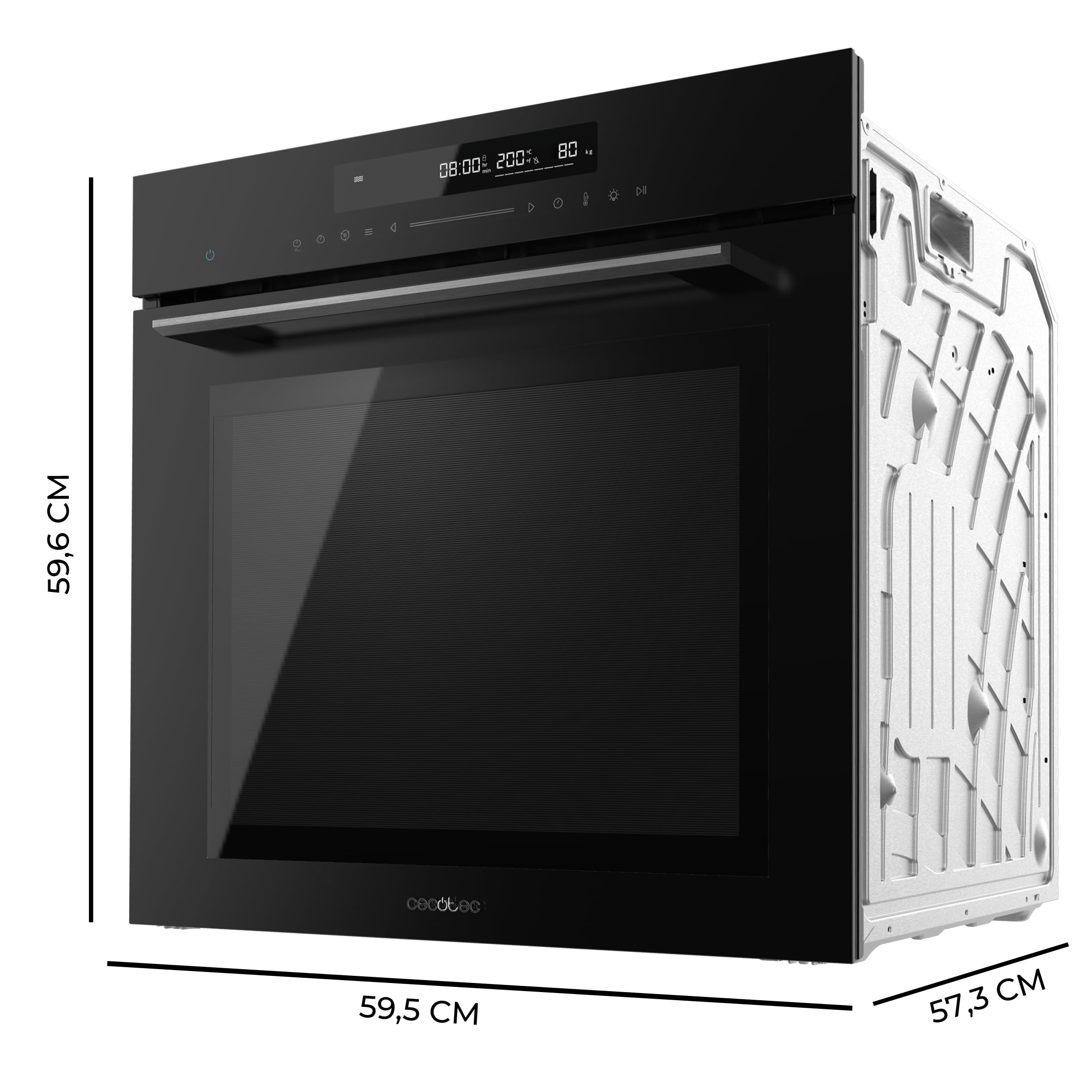 Cecotec Forno Integrabile 60 cm Bolero Hexa SM406000 Glass Black A+. 2900 W, 72 L, 12 funzioni con Steak Master, Pizza Master, Steam Assist, Steam EasyClean, Modalità Eco e Defrost, Electronic Timer